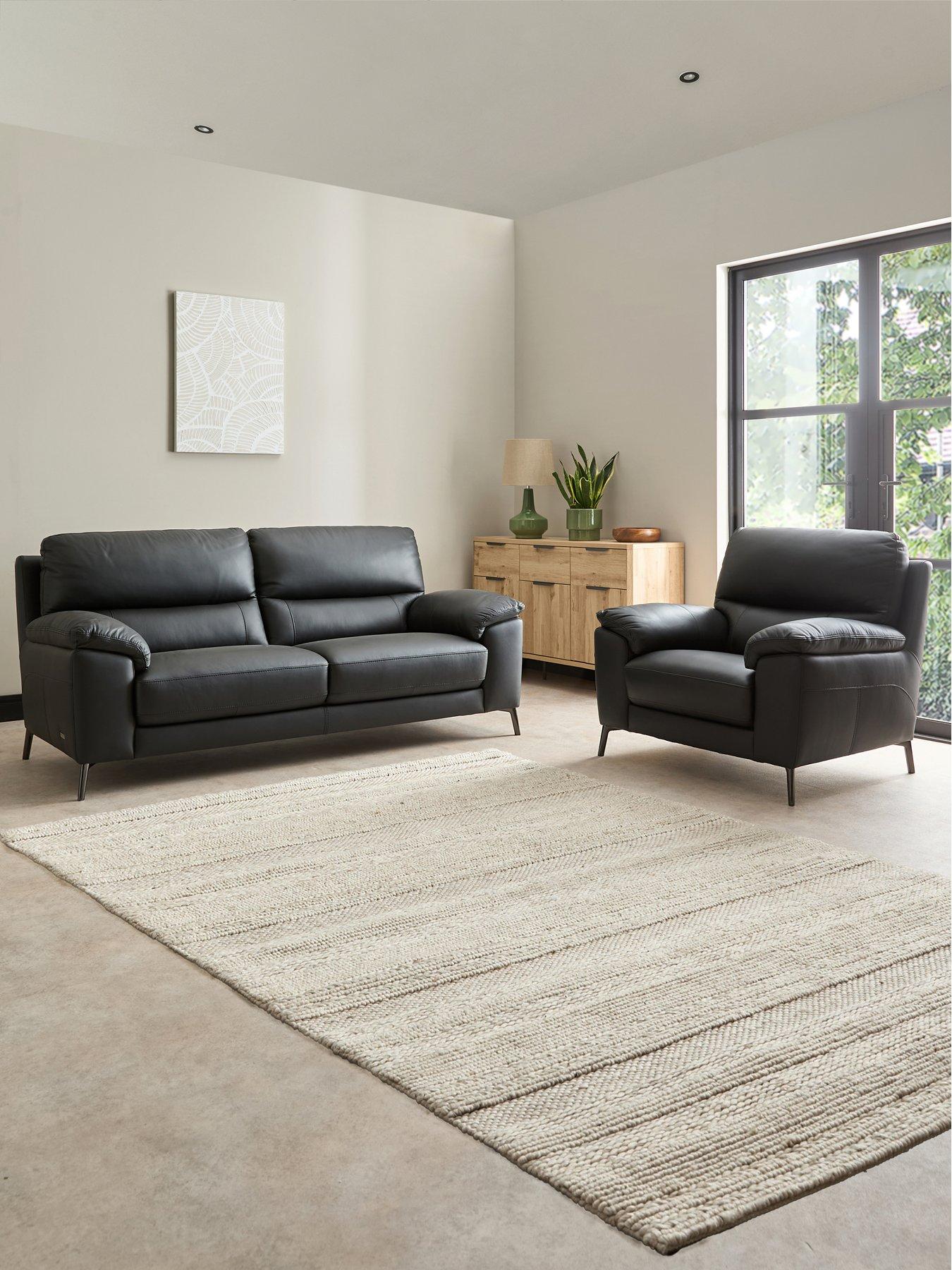 Image 1 of 5 of The Very Collection Lesta Leather 3 Seater + Chair