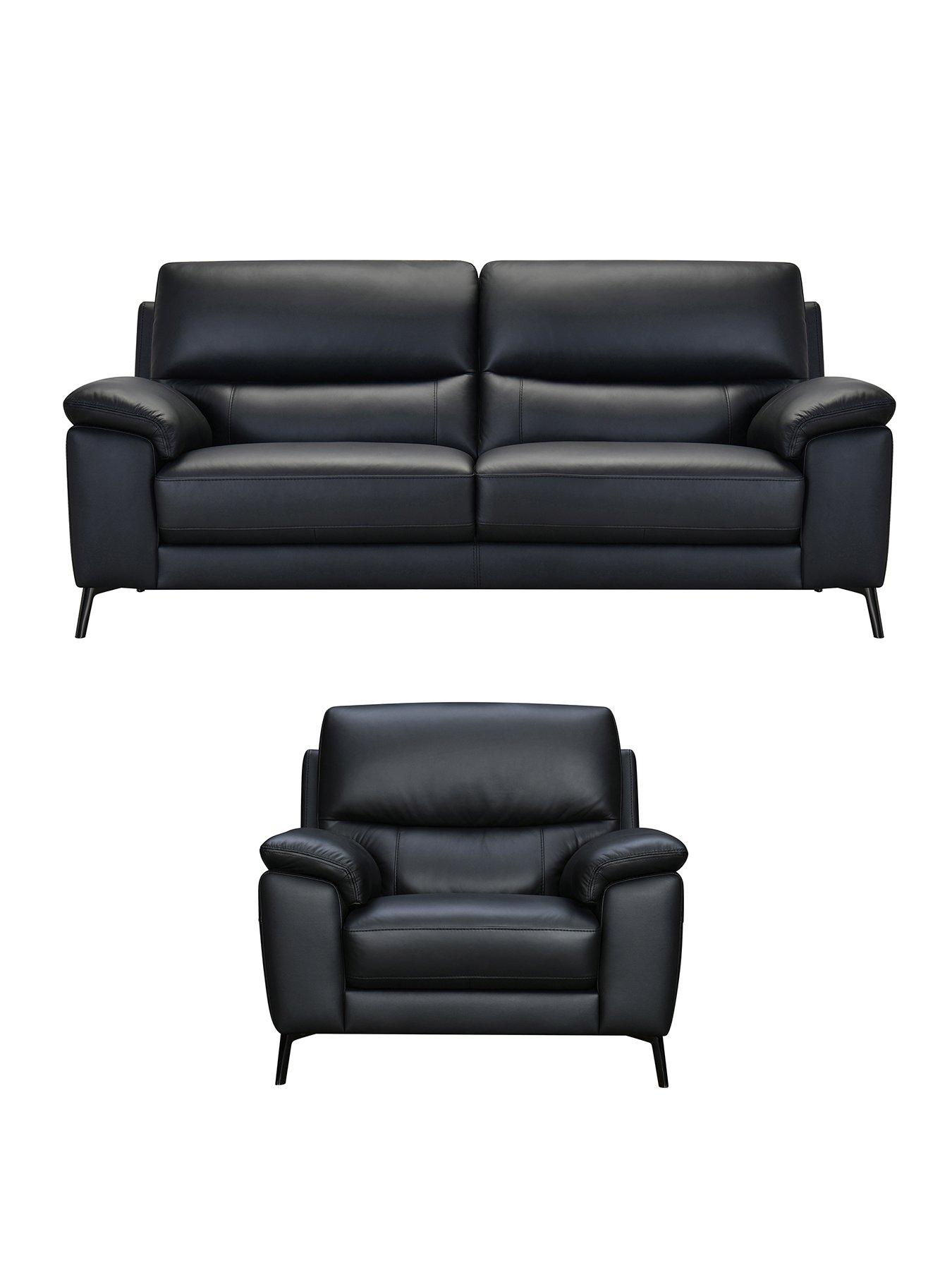 Image 2 of 5 of The Very Collection Lesta Leather 3 Seater + Chair
