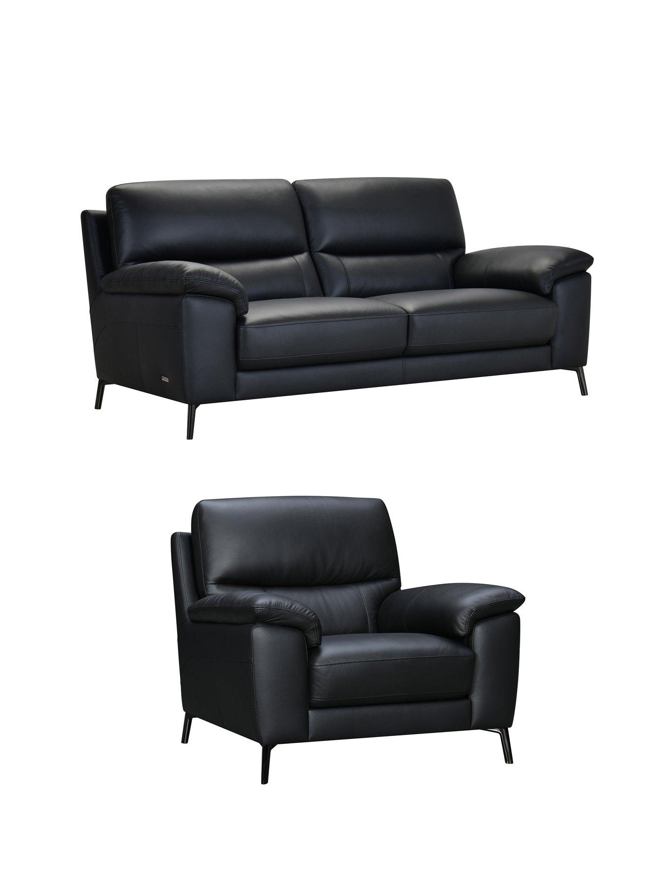 Image 3 of 5 of The Very Collection Lesta Leather 3 Seater + Chair