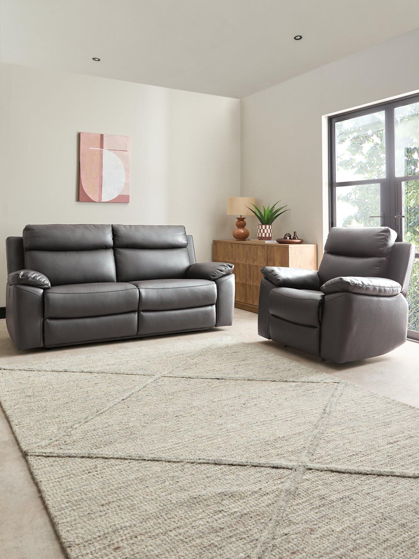 The Very Collection Edison Leather 3 Seater + Chair