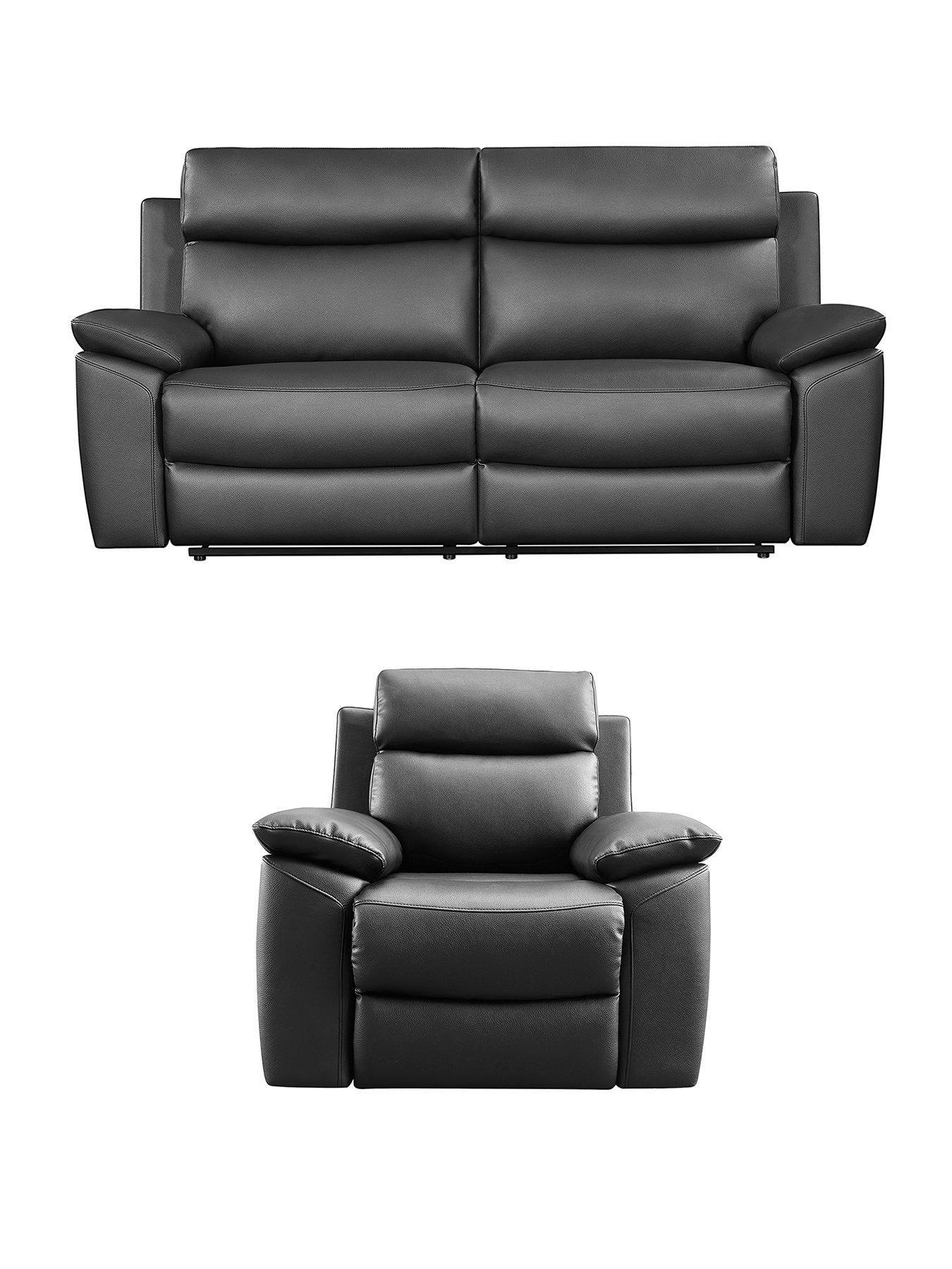 Image 2 of 4 of The Very Collection Edison Leather 3 Seater + Chair