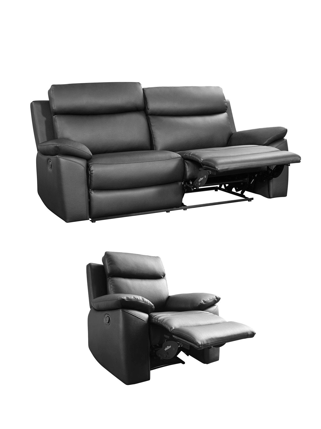 Image 3 of 4 of The Very Collection Edison Leather 3 Seater + Chair