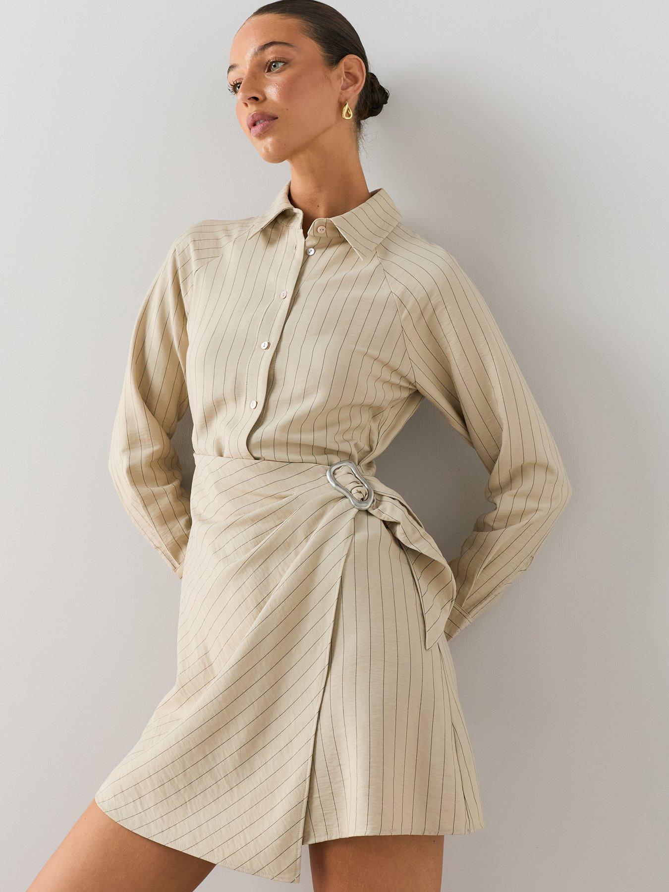 The Very Collection Wrap Detail Shirt Dress - Cream