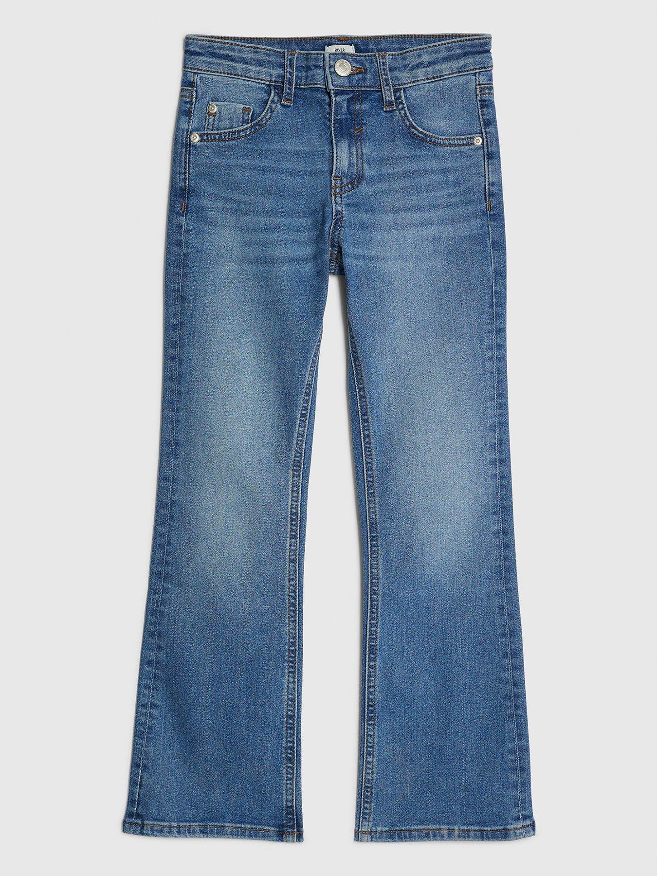 River Island Older Girls Flared Jeans, Blue, Size Age: 5 Years