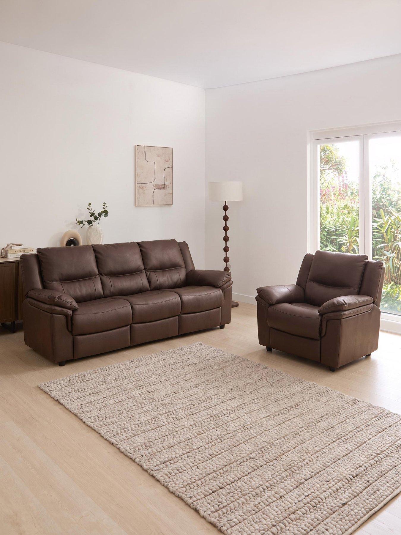 The Very Collection Albion Luxury Faux Leather High Back 3 Seater Sofa and Armchair Set (Buy and SAVE!) - FSC® Certified
