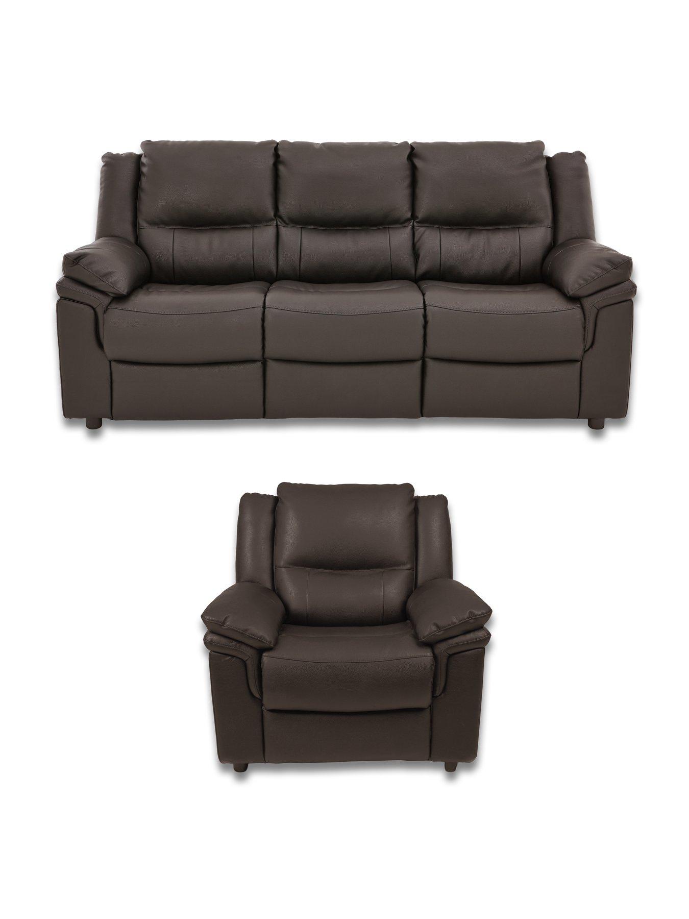 The Very Collection Albion Luxury Faux Leather High Back 3 Seater Sofa and Armchair Set (Buy and SAVE!) - FSC® Certified