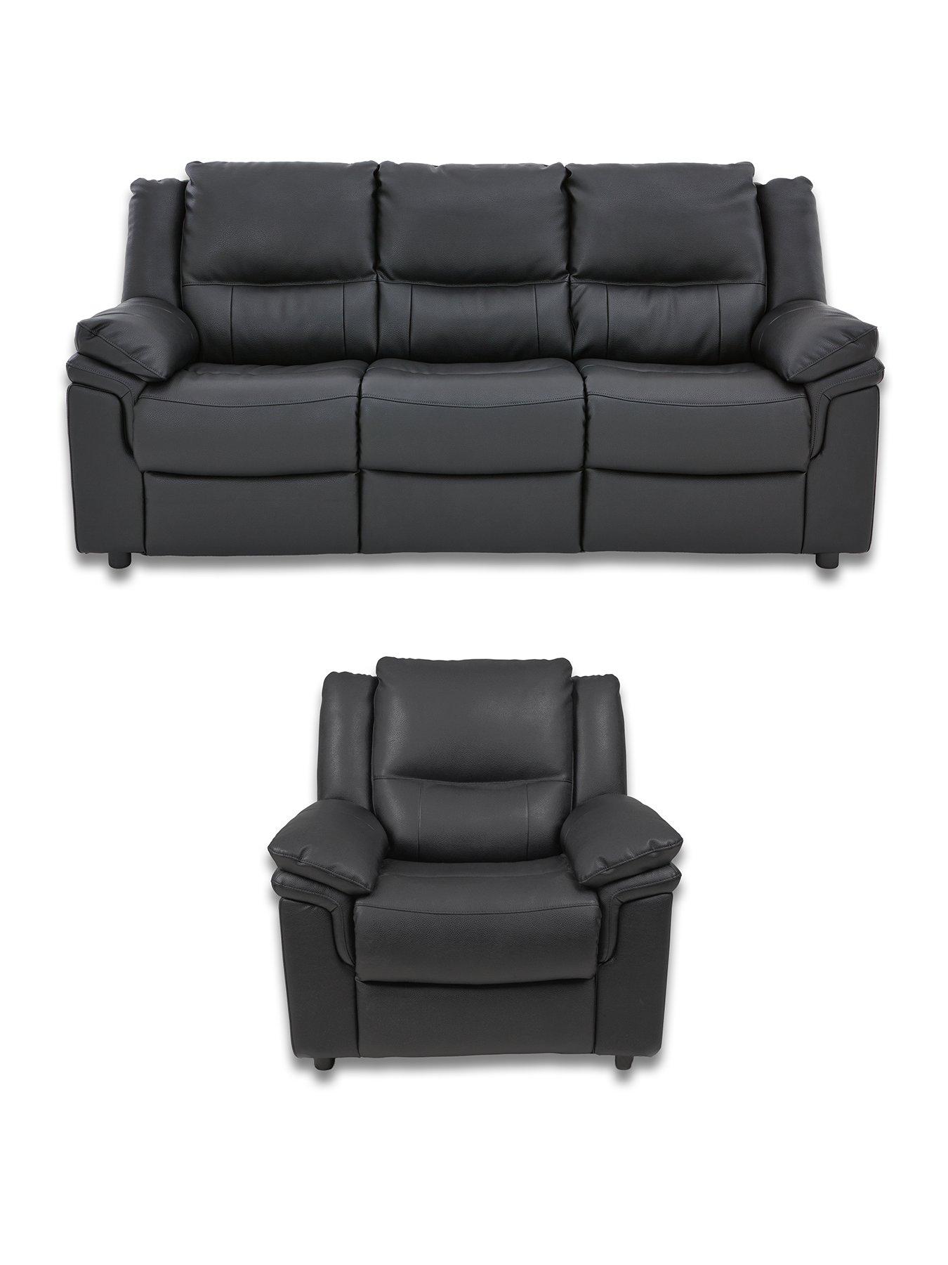 The Very Collection Albion Faux Leather Static 3 Seater + Chair