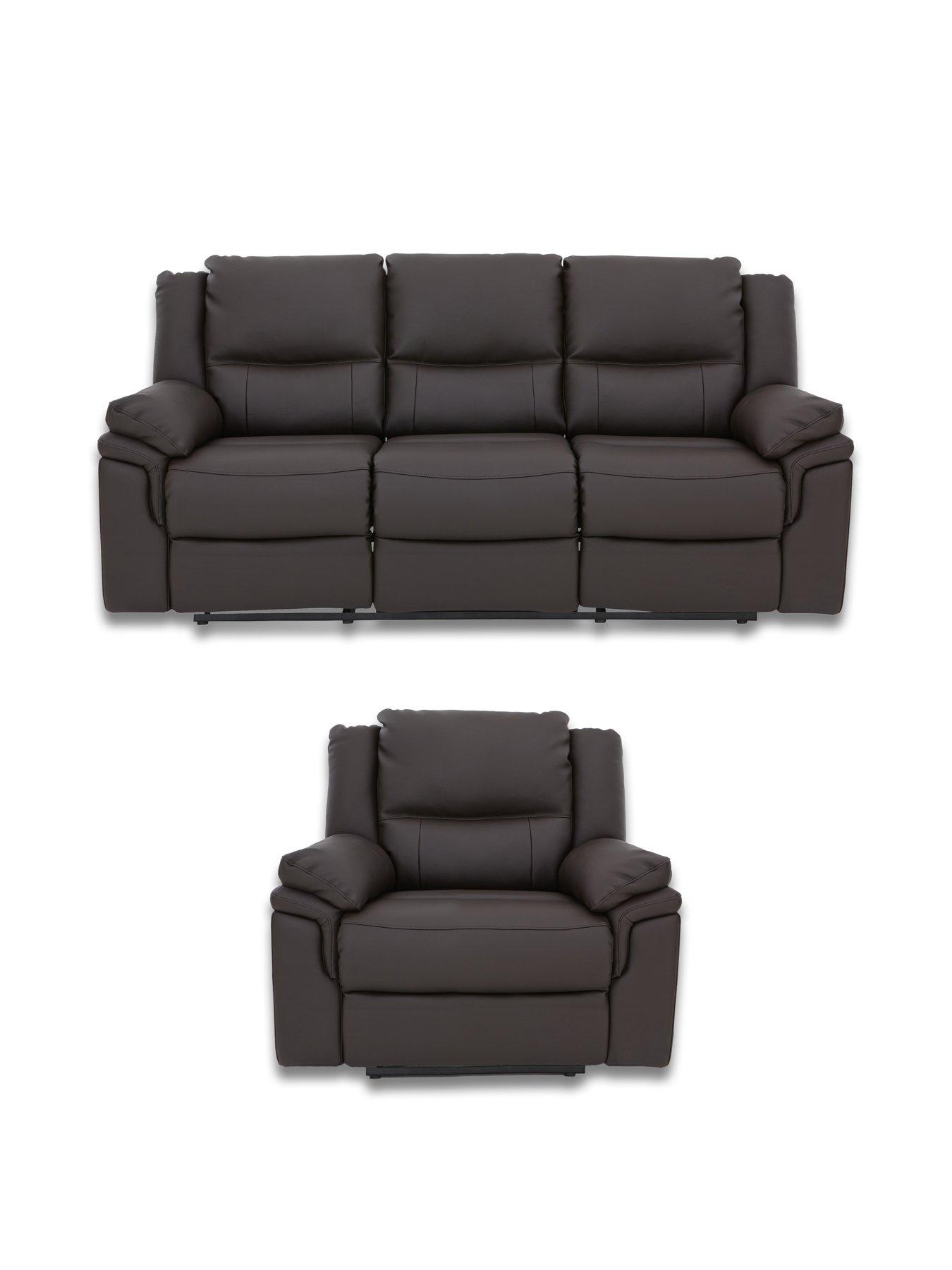 The Very Collection Albion Leather Recliner 3 Seater + Chair
