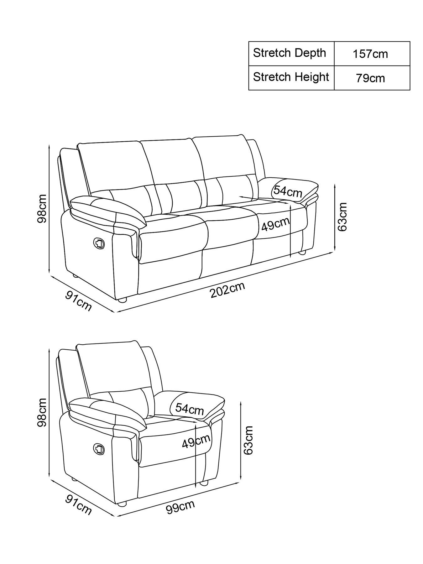 Image 4 of 4 of The Very Collection Albion Faux Leather Recliner 3 Seater + Chair