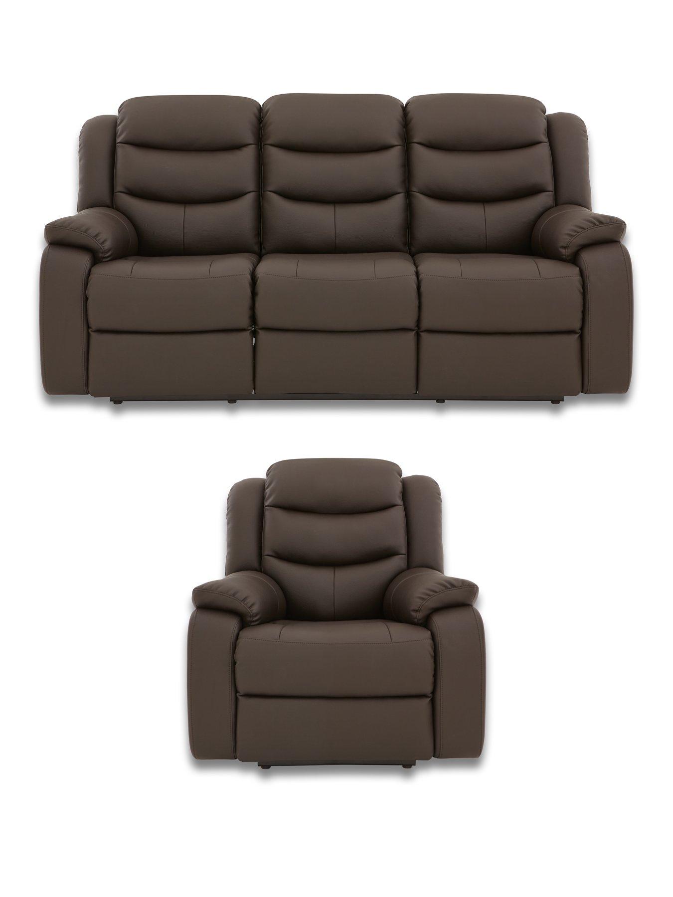 The Very Collection Rothbury Leather 3 Seater + Chair