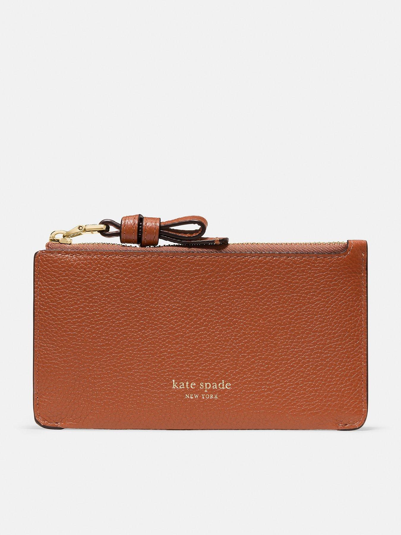 Image 1 of 5 of Kate Spade New York Loop Pebbled Leather Zip Card Case - Beige