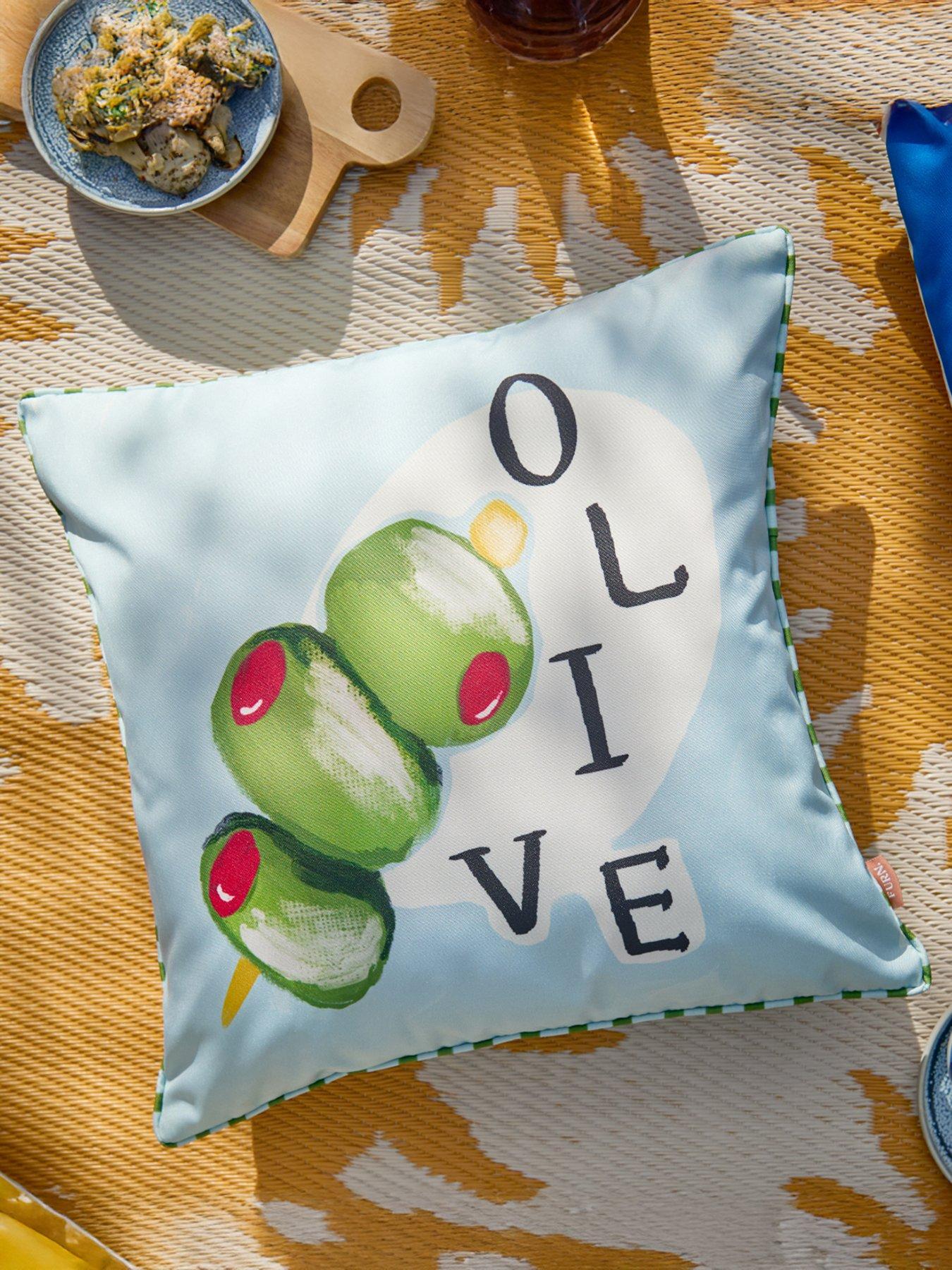 Image 1 of 6 of Furn Mediterranean Olive 45X45 Outdoor Polyester Cushion Olive/Blue