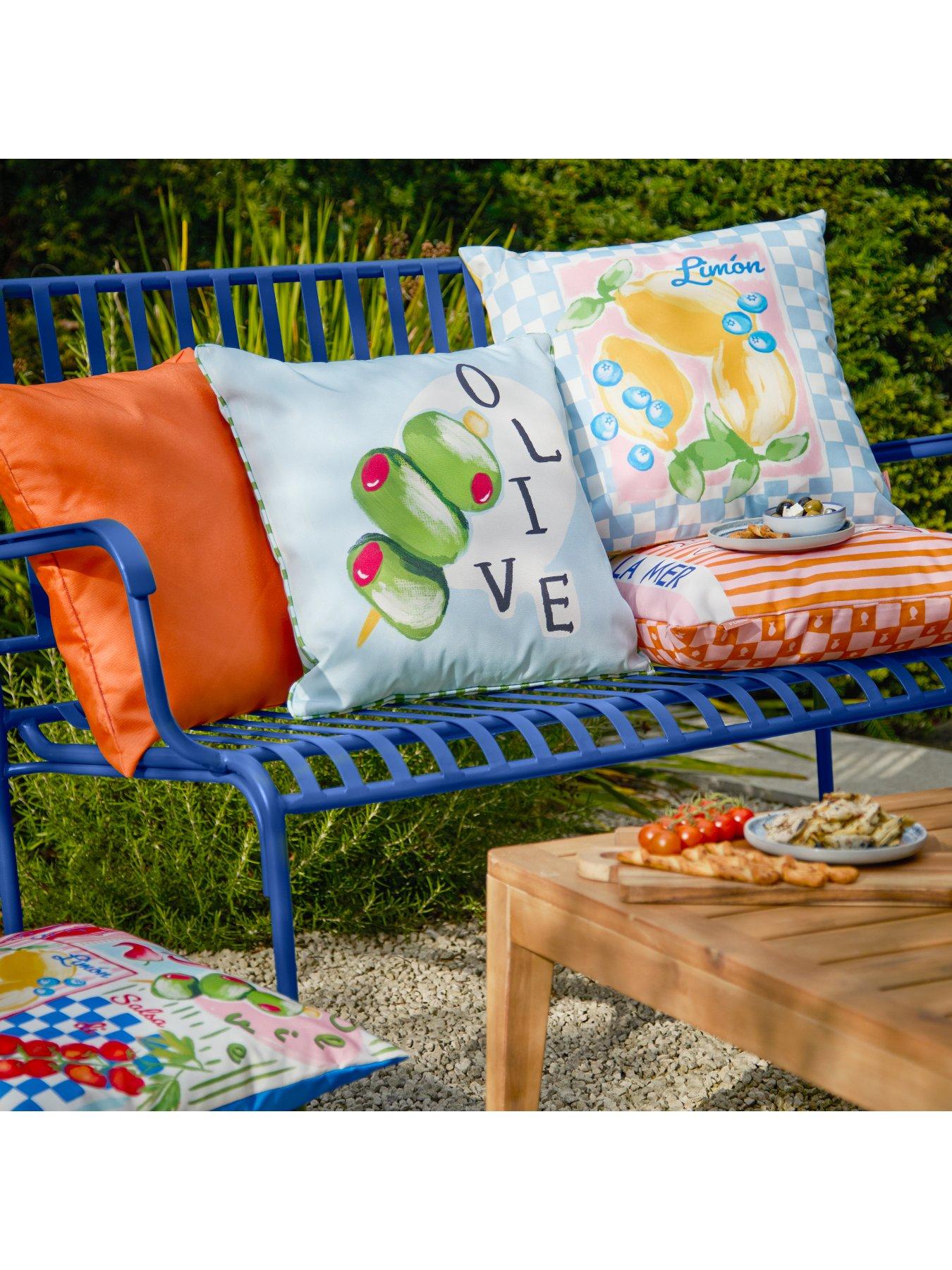 Image 6 of 6 of Furn Mediterranean Olive 45X45 Outdoor Polyester Cushion Olive/Blue