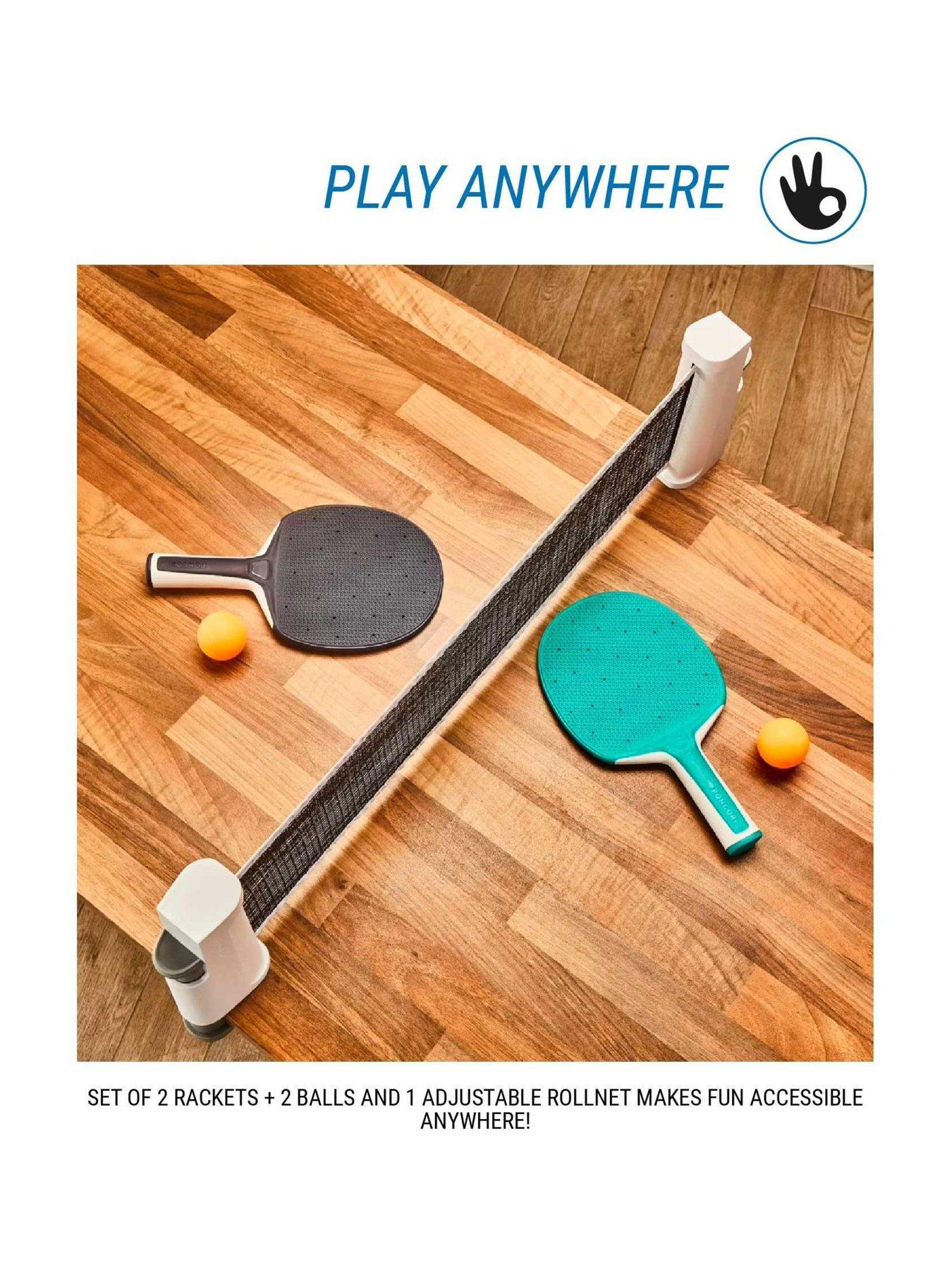 Image 2 of 6 of Decathlon Table Tennis Set with Posts, Adjustable Rollnet, 2 Bats and 2 Balls - White/Grey