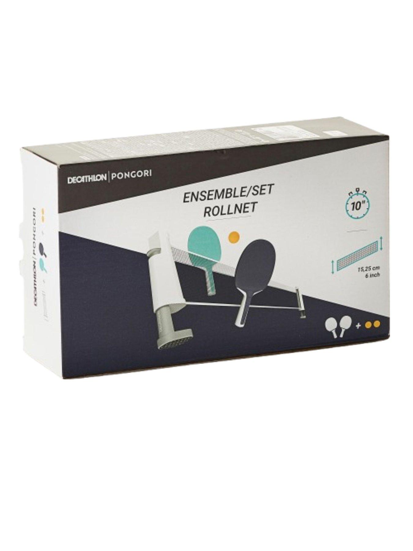 Image 6 of 6 of Decathlon Table Tennis Set with Posts, Adjustable Rollnet, 2 Bats and 2 Balls - White/Grey