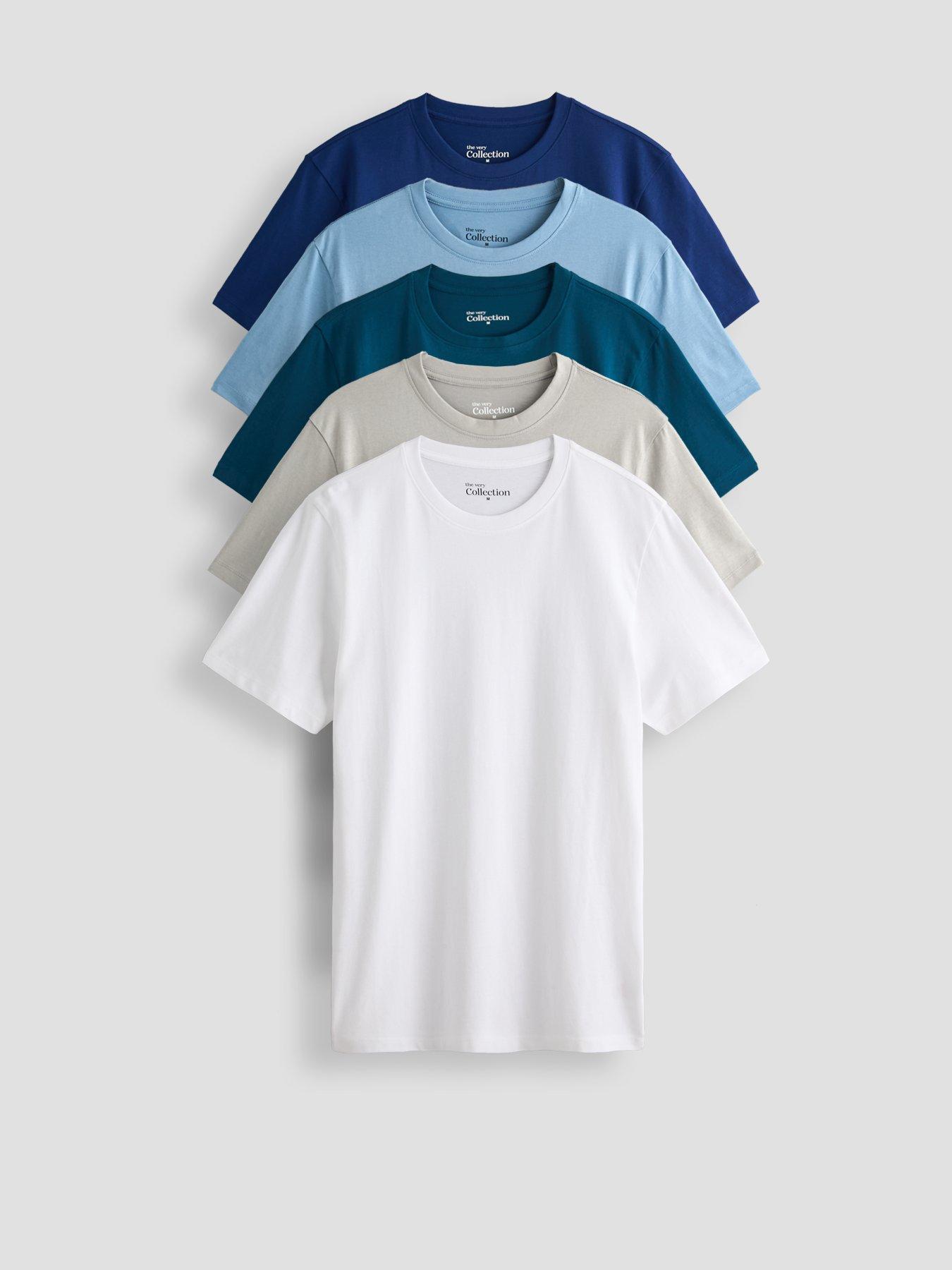 Image 1 of 7 of The Very Collection 5 Pack Essentials T-Shirts - Grey/Blue/White