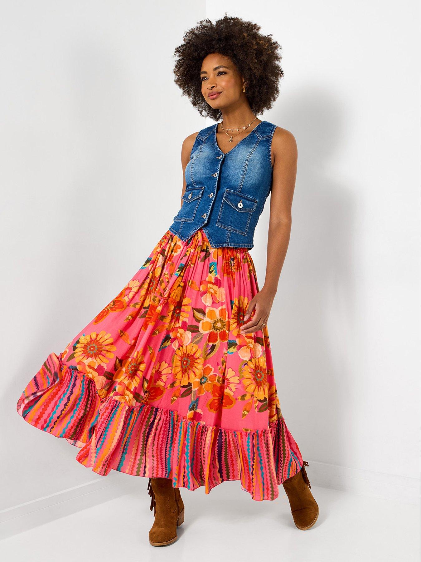 Joe Browns Elena Border Hem Maxi Skirt - Pink
