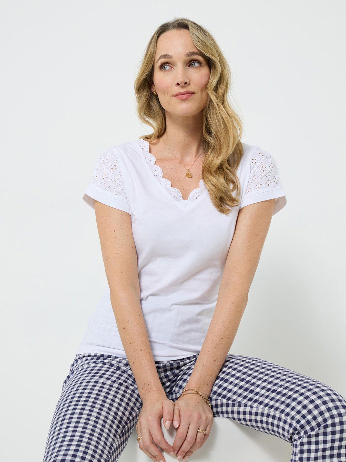 Joe Browns Summer Brights Broderie Insert T-Shirt - White