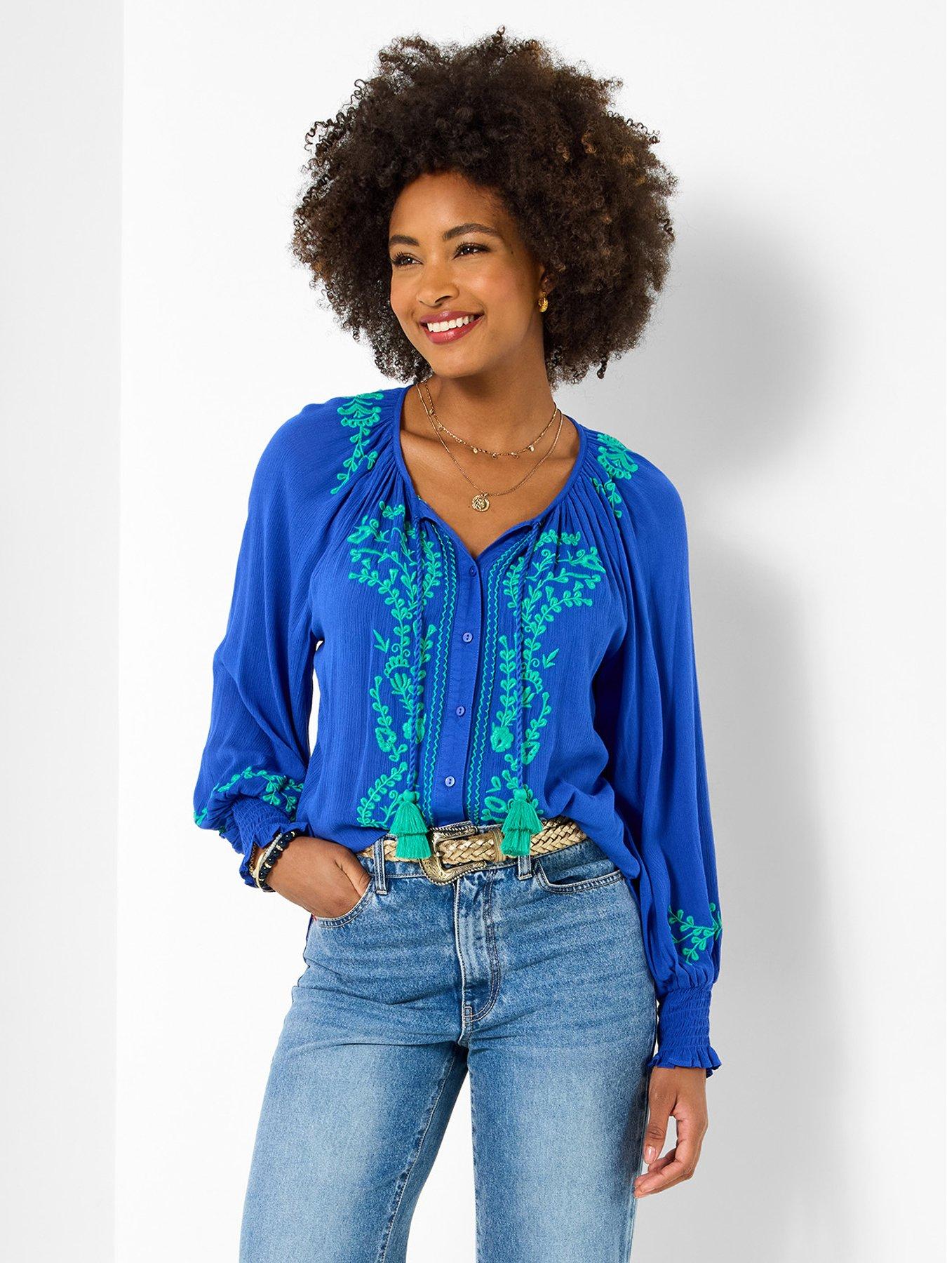 Joe Browns Rebecca Embroidered Top - Blue