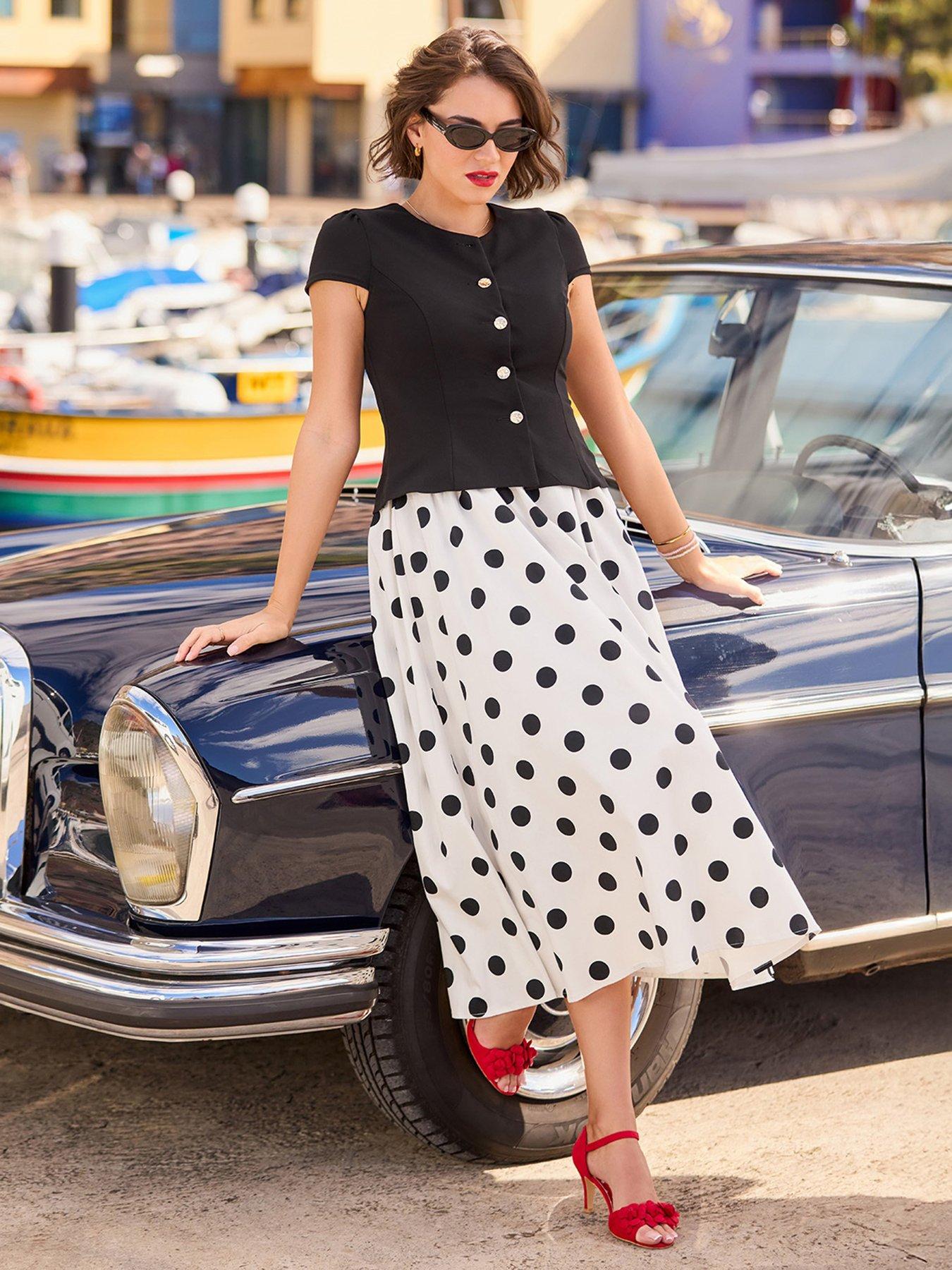 Image 1 of 6 of Joe Browns Perfectly Polka Dot 2-In-1 Dress - Black