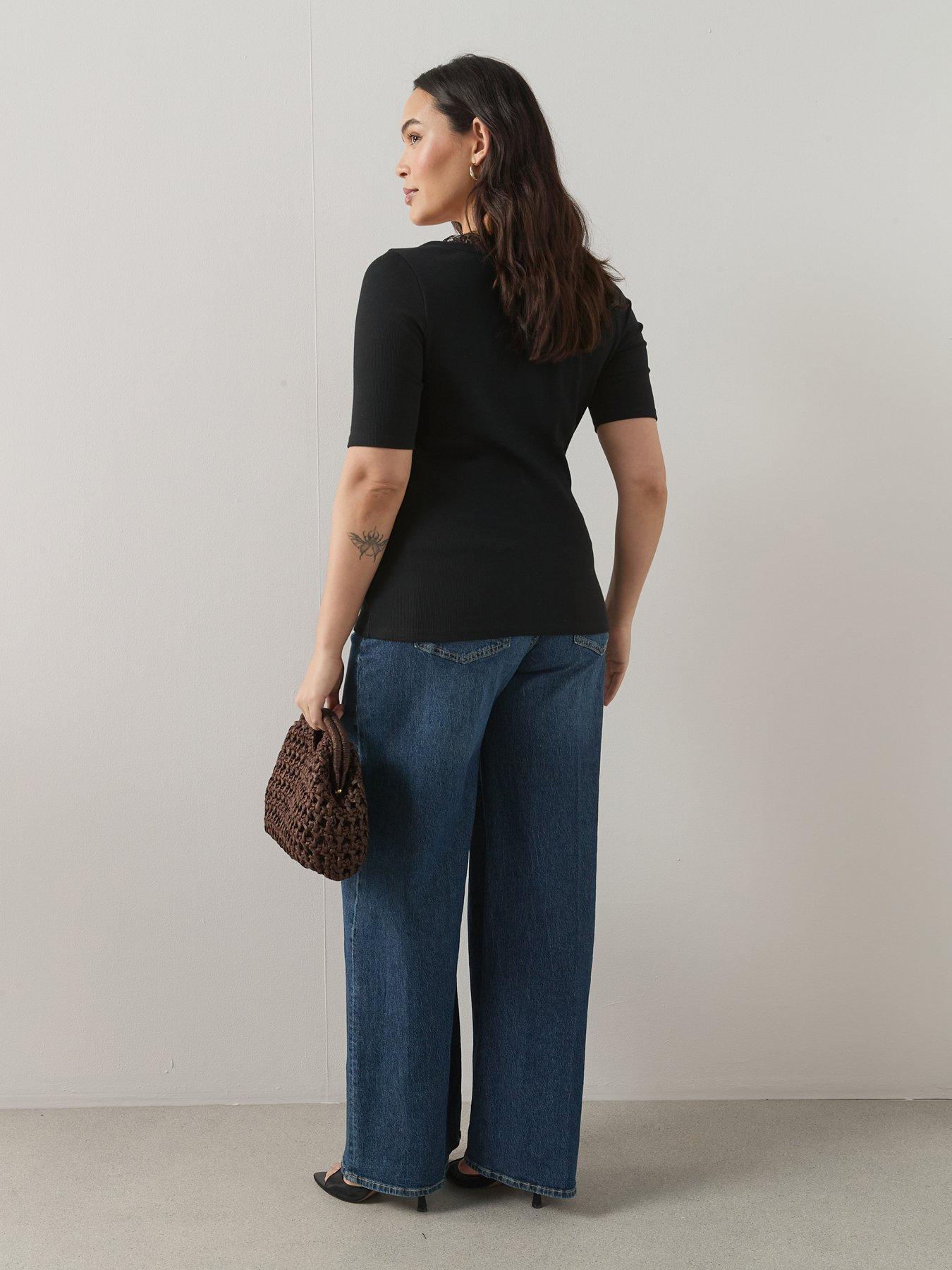 The Very Collection Curve Lace Trim Short Sleeve Top | Very