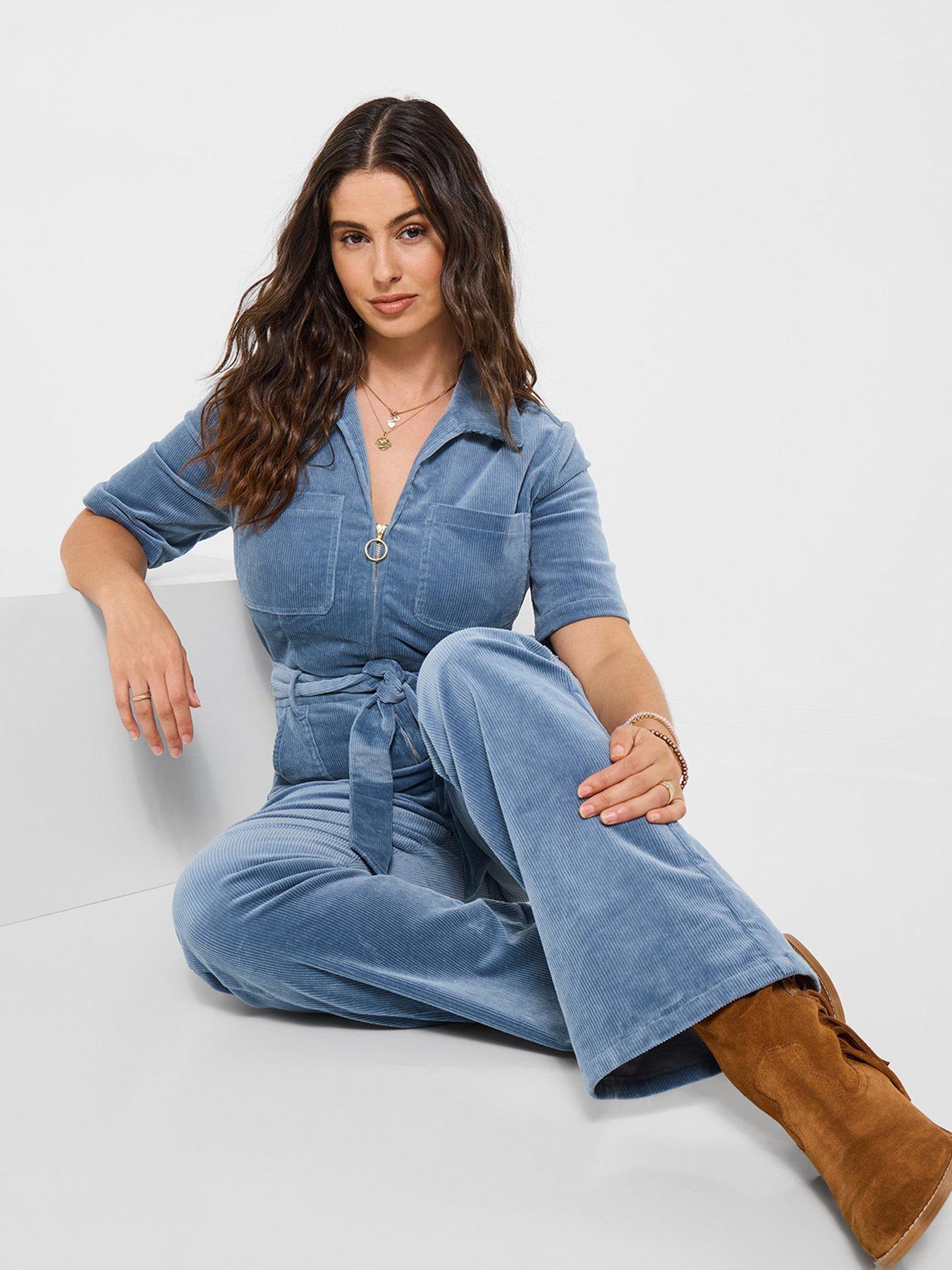 Image 1 of 6 of Joe Browns Pixie Stretch Cord Jumpsuit - Blue