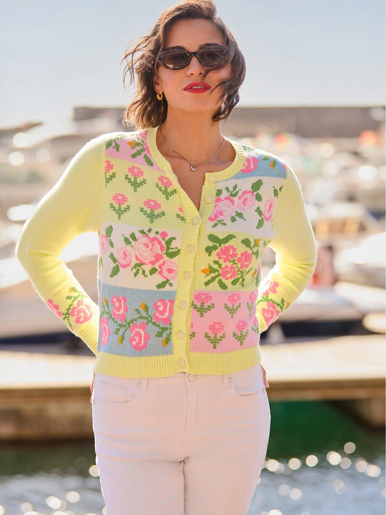 Joe Browns Felicity Patchwork Floral Cardigan - Yellow