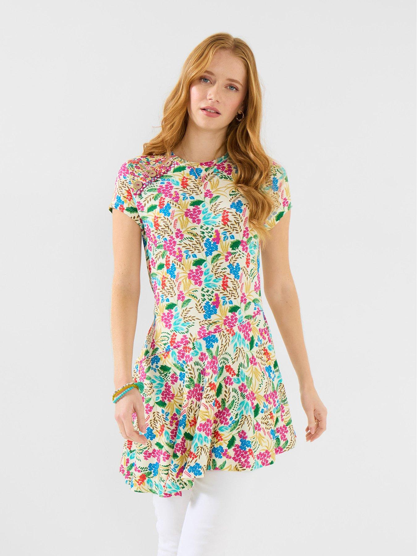 Image 1 of 5 of Joe Browns Summer Florals Jersey Tunic Top - White