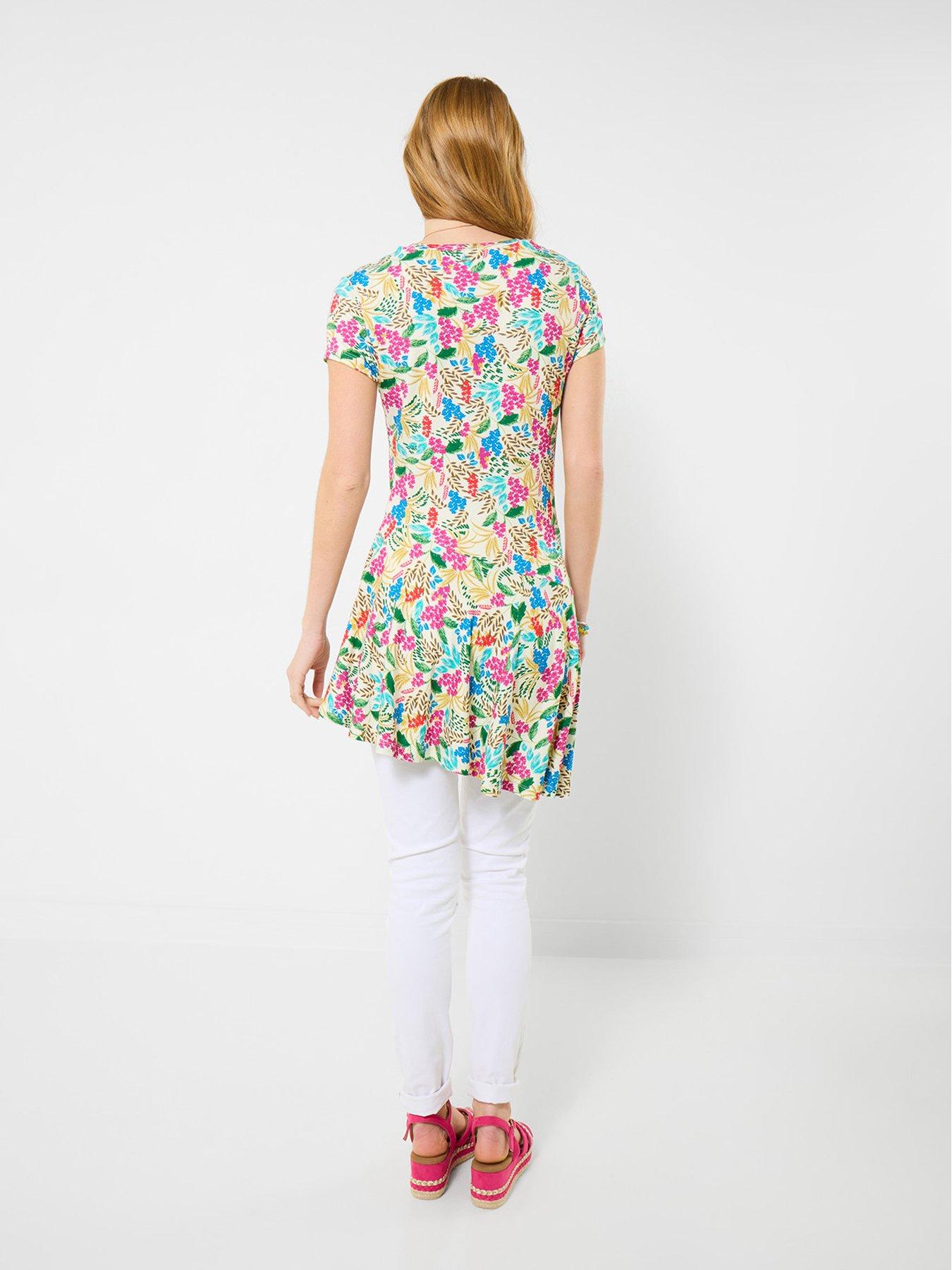 Image 2 of 5 of Joe Browns Summer Florals Jersey Tunic Top - White