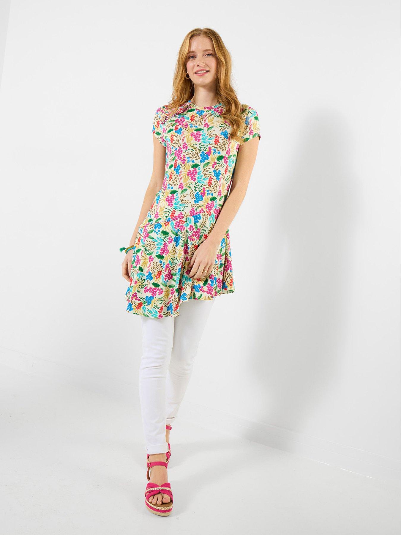 Image 3 of 5 of Joe Browns Summer Florals Jersey Tunic Top - White