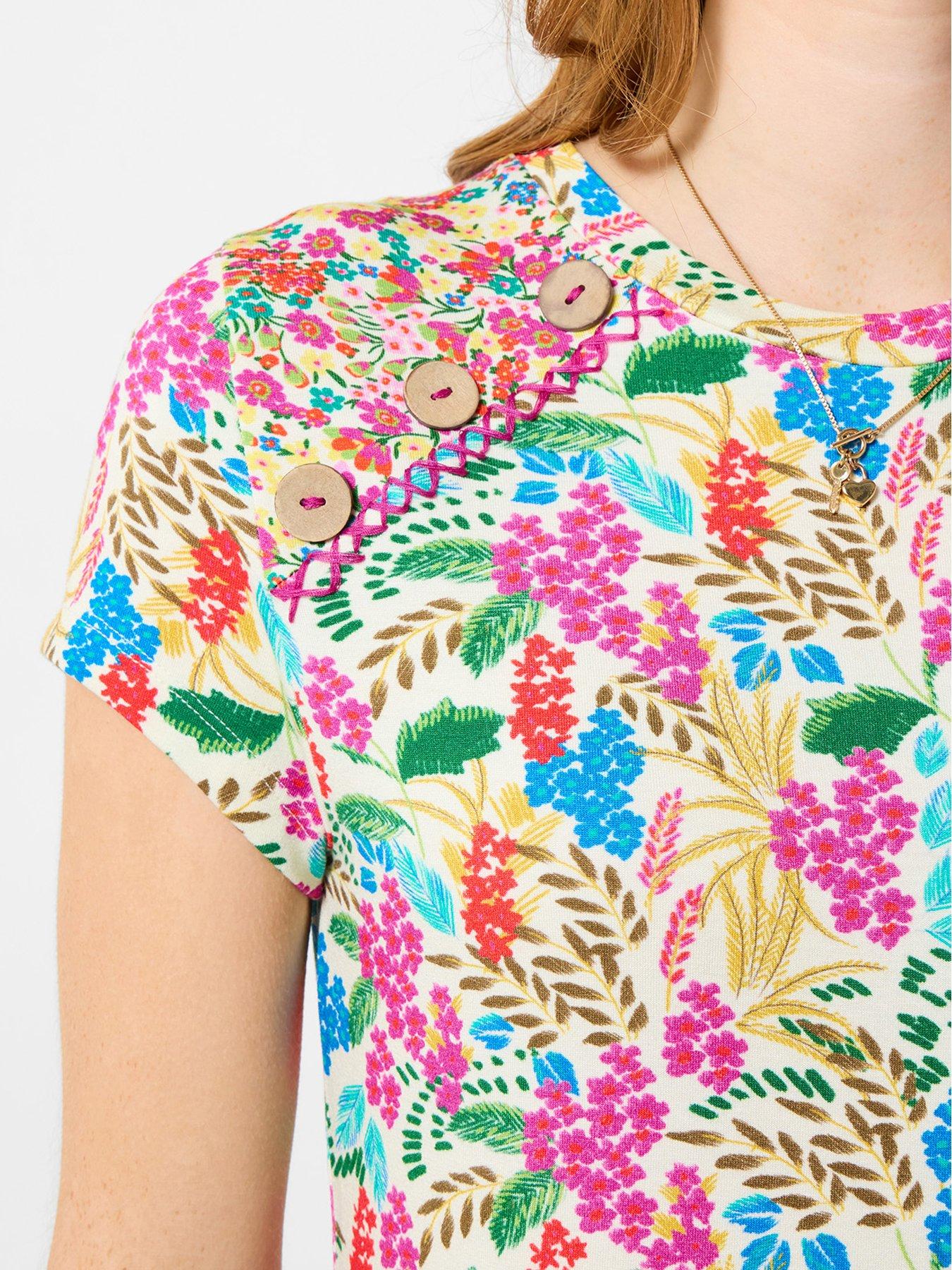 Image 4 of 5 of Joe Browns Summer Florals Jersey Tunic Top - White
