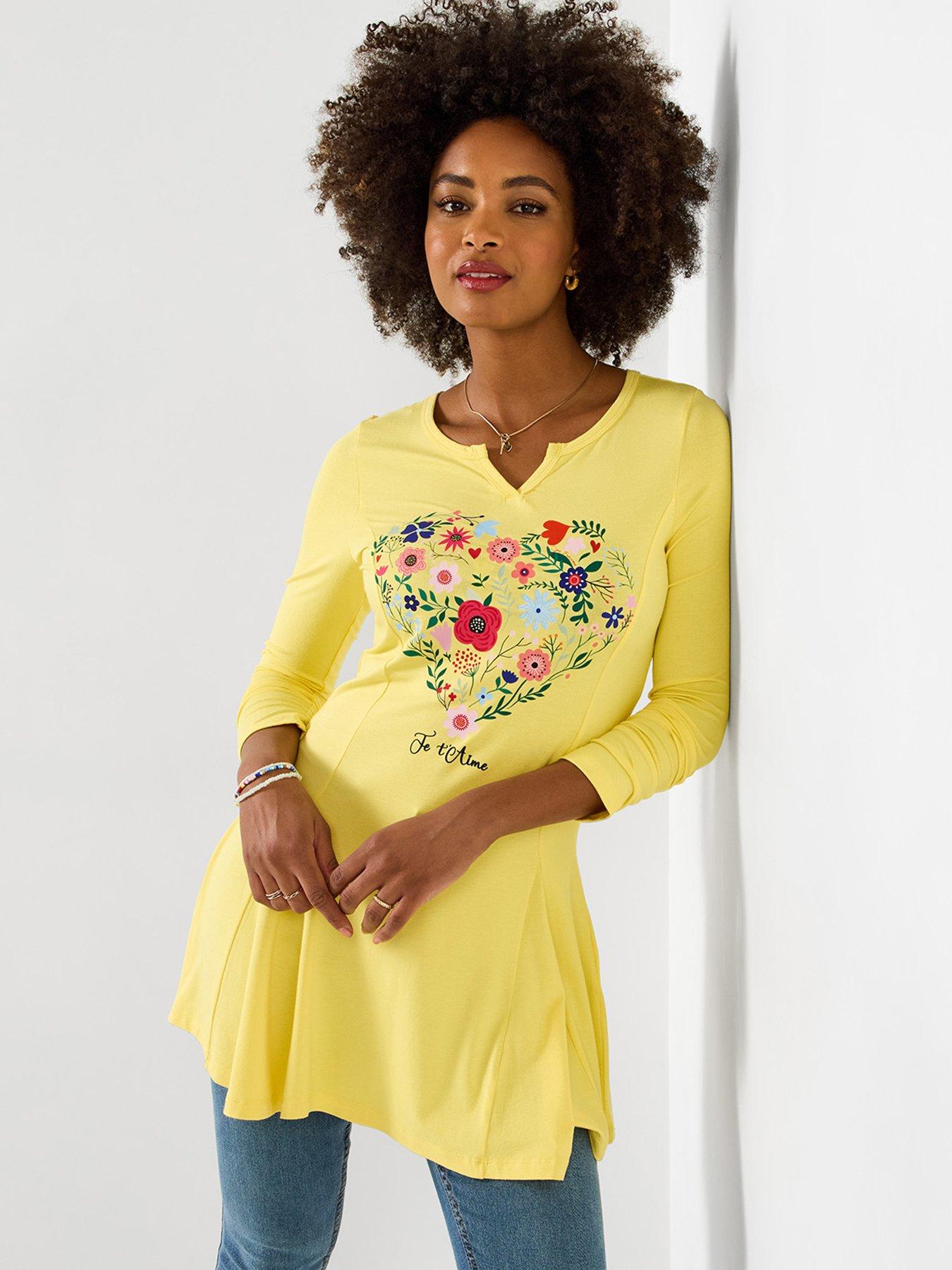 Image 1 of 5 of Joe Browns All The Love Graphic Tunic Top - Yellow