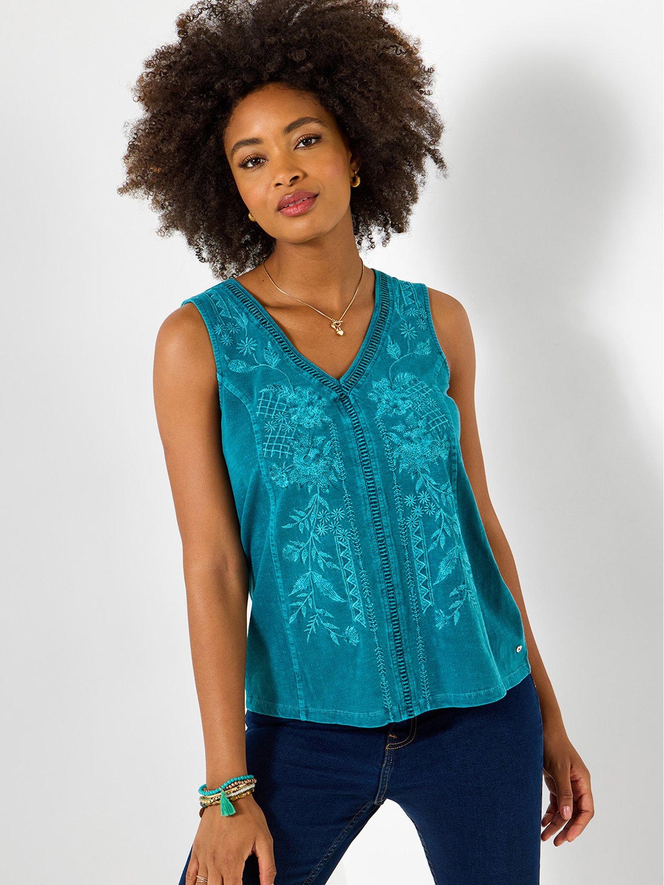Joe Browns Summer Sun Embroidered Vest Top - Blue