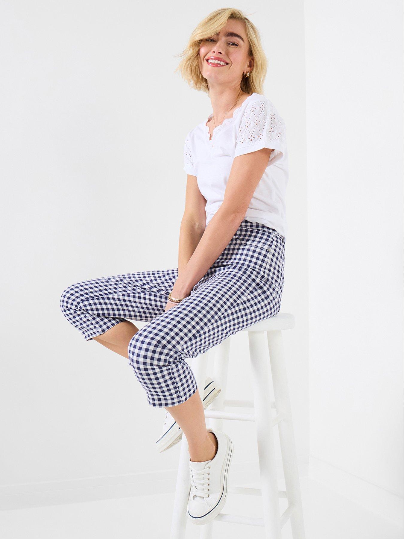 Joe Browns Penelope Gingham Capri Pants - Blue