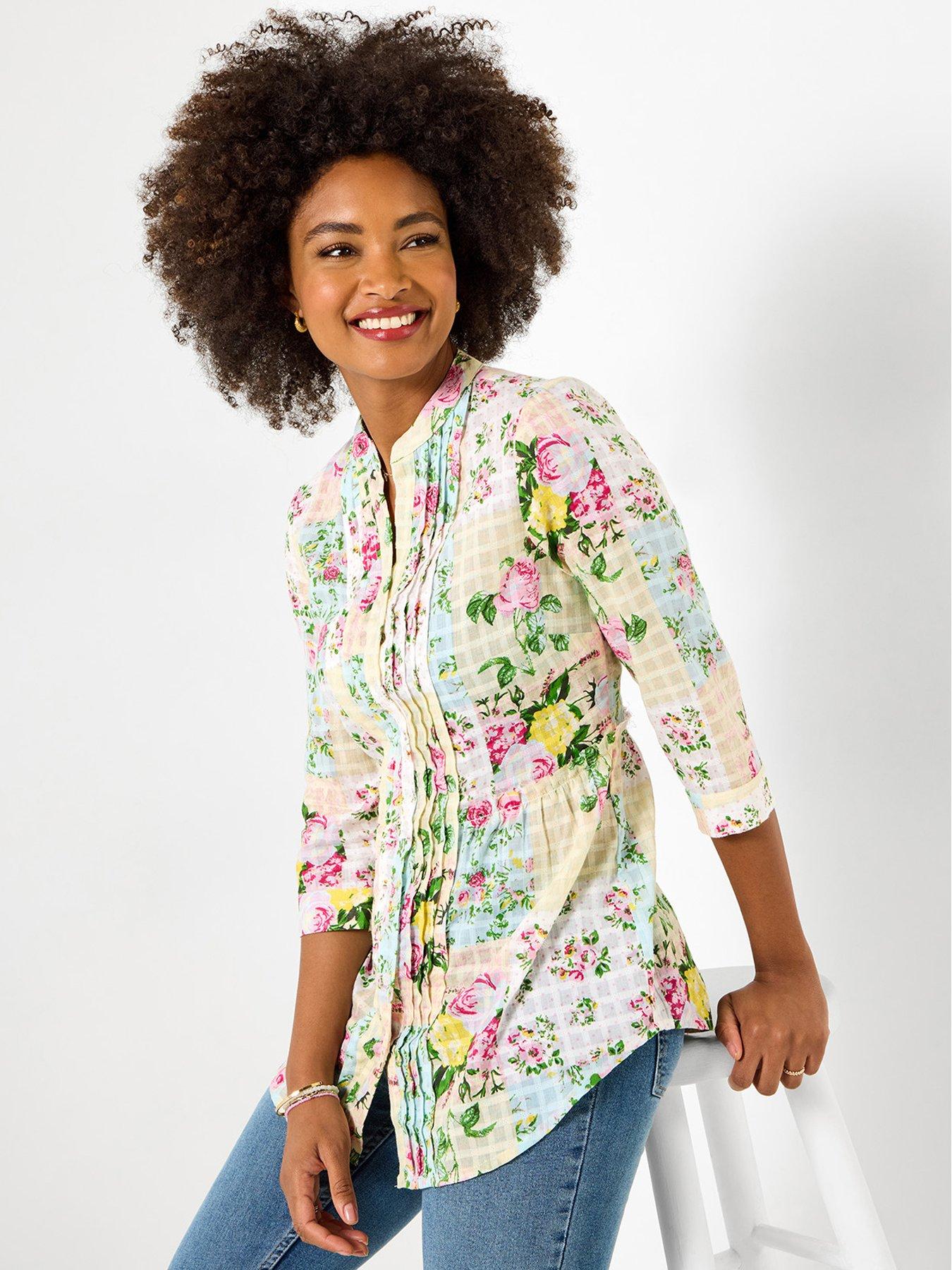 Image 1 of 5 of Joe Browns Perfectly Patchwork Printed Cotton Blouse - Multi