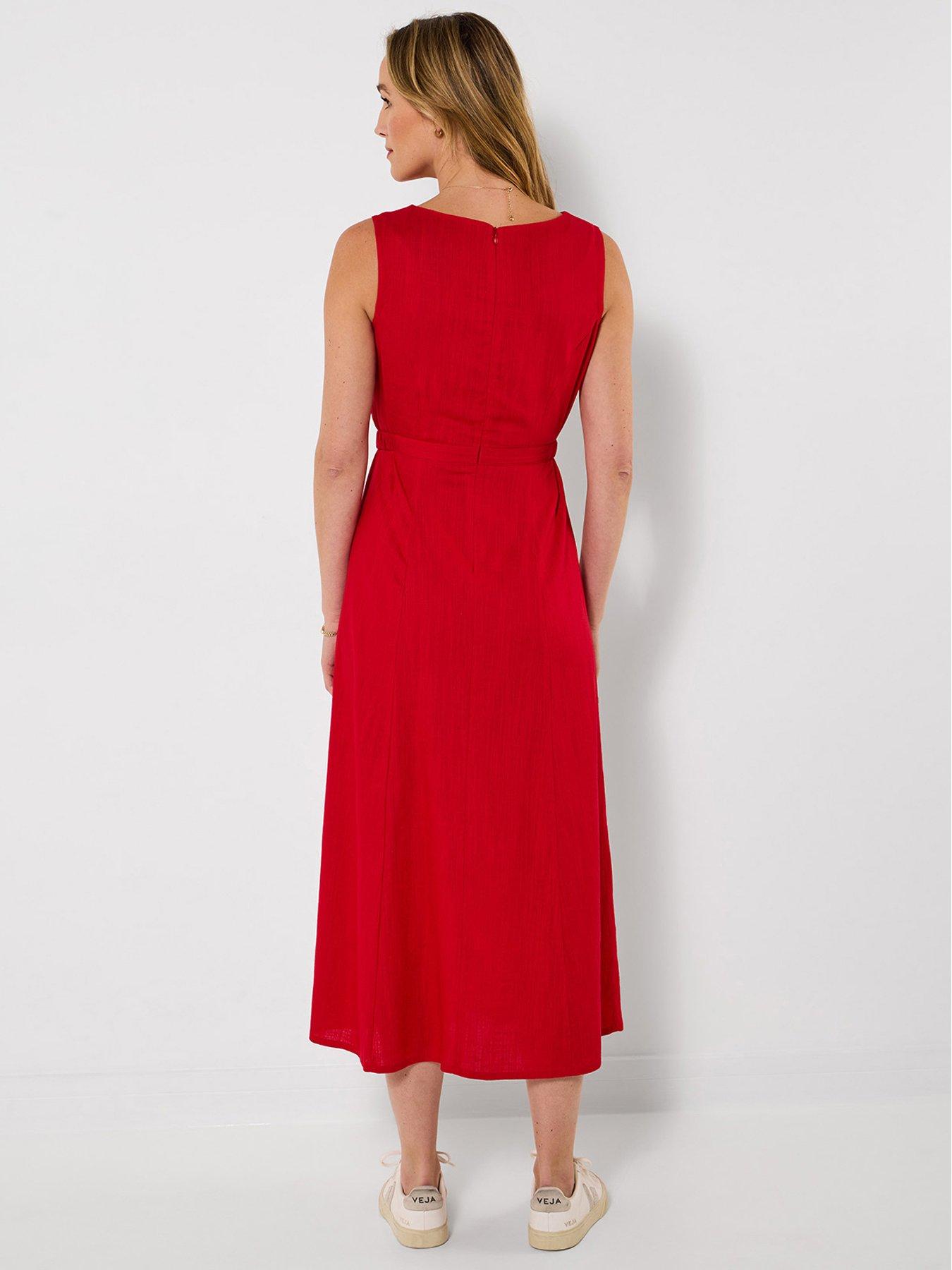 Joe Browns Linen Blend Belted Dress - Red | Very