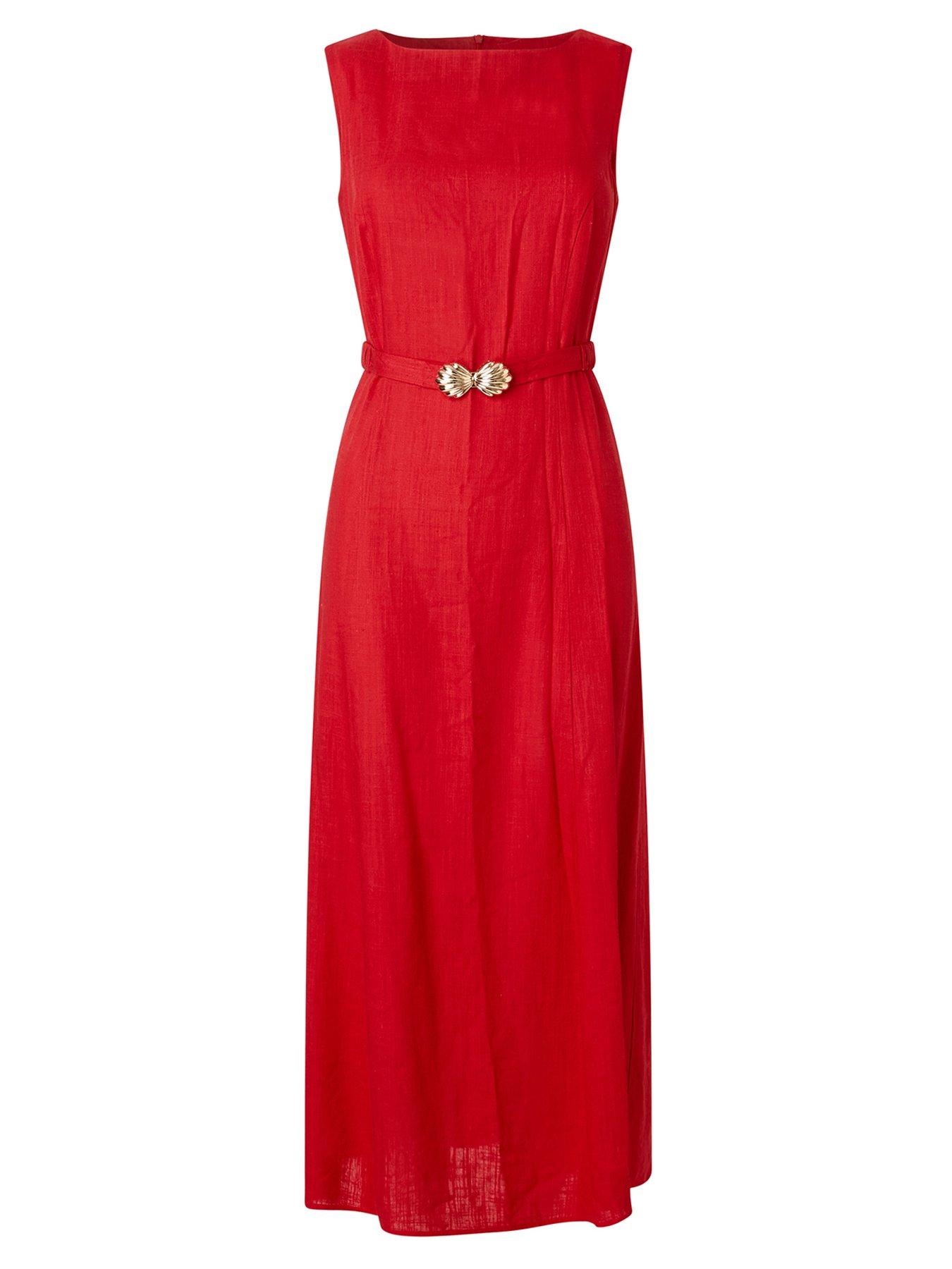 Joe Browns Linen Blend Belted Dress - Red | Very
