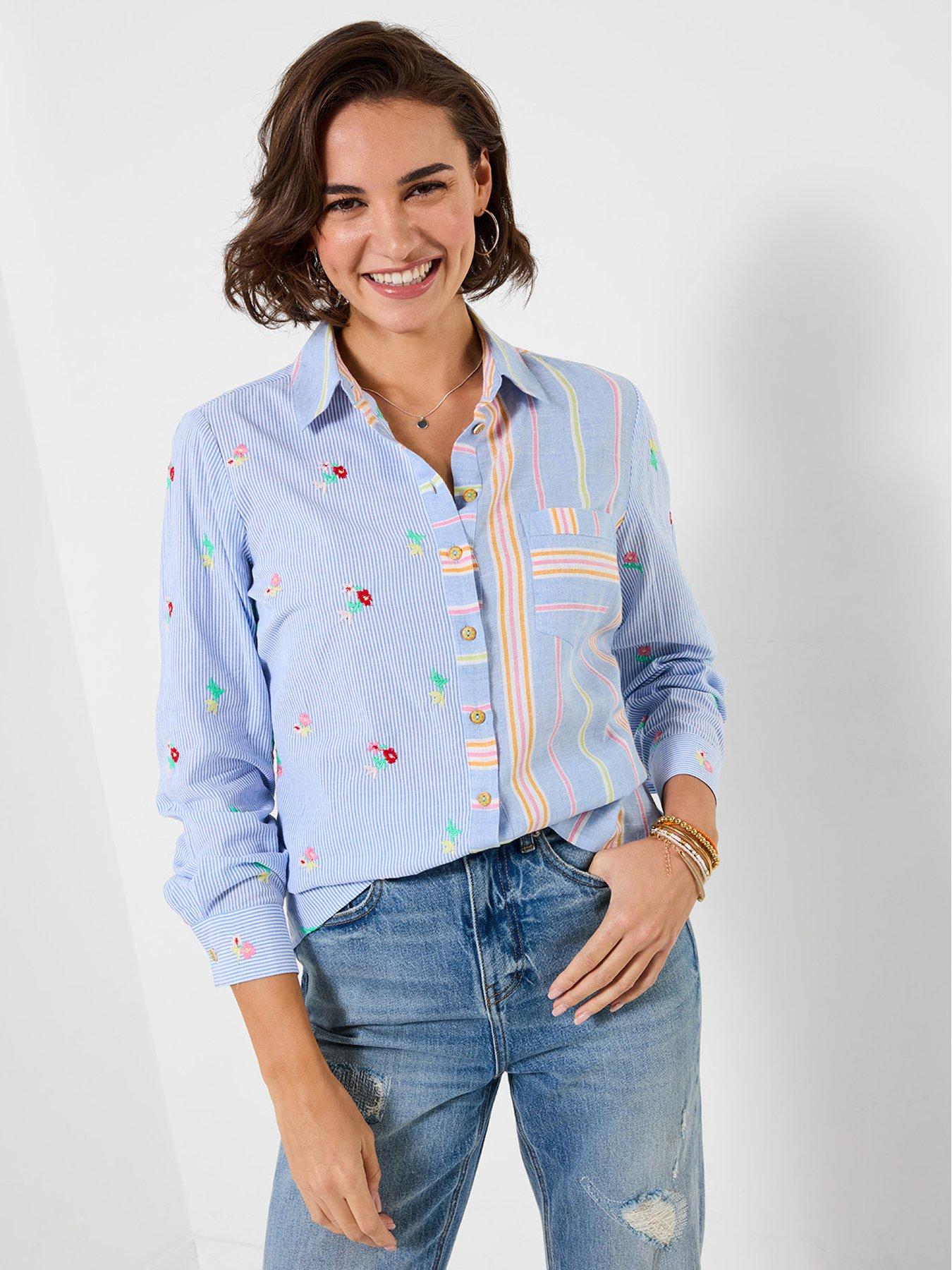 Joe Browns Florence Embroidered Cotton Shirt - Blue