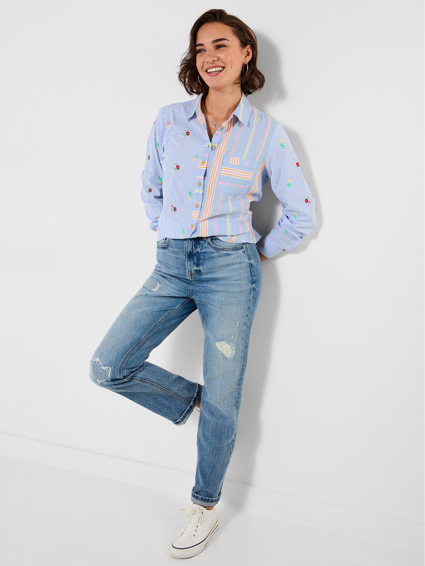 Image 3 of 5 of Joe Browns Florence Embroidered Cotton Shirt - Blue