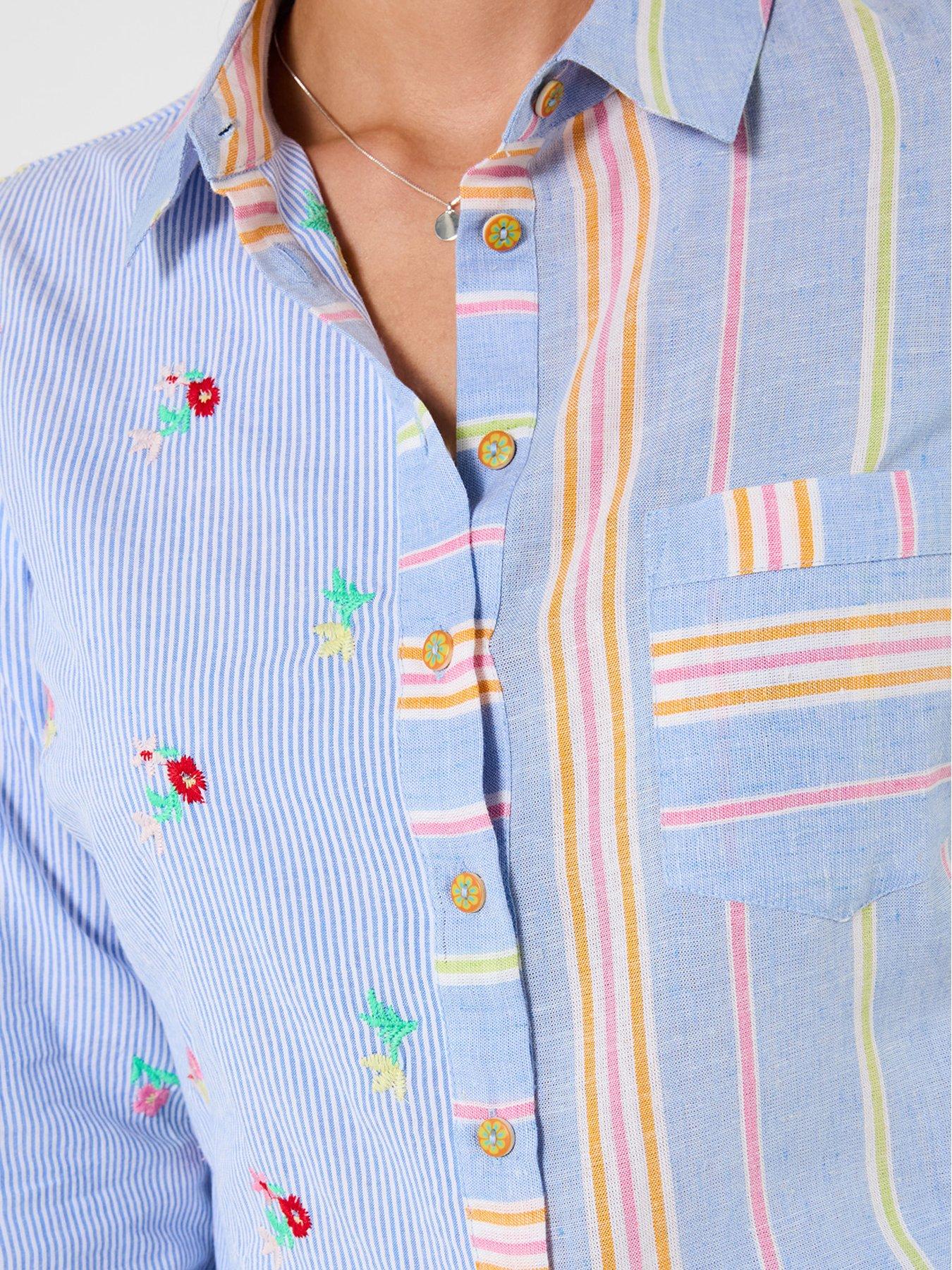 Image 4 of 5 of Joe Browns Florence Embroidered Cotton Shirt - Blue