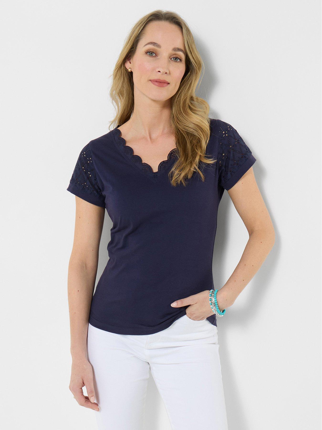 Image 1 of 5 of Joe Browns Summer Brights Broderie Insert T-Shirt - Blue