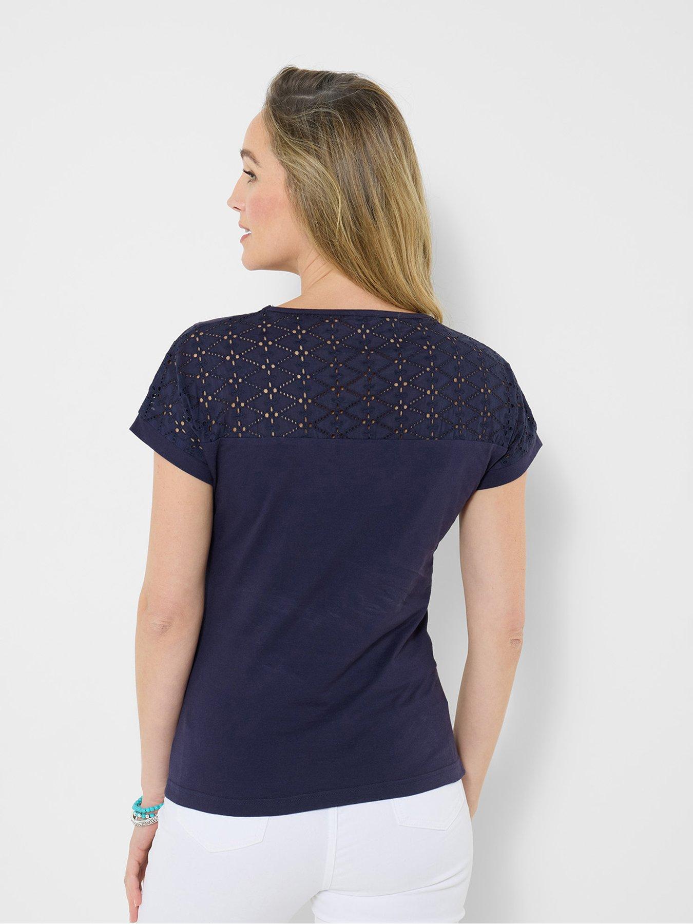 Image 2 of 5 of Joe Browns Summer Brights Broderie Insert T-Shirt - Blue