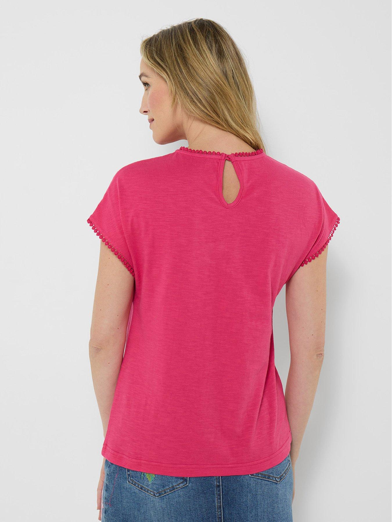Image 2 of 5 of Joe Browns Willow Broderie Neckline T-Shirt - Pink