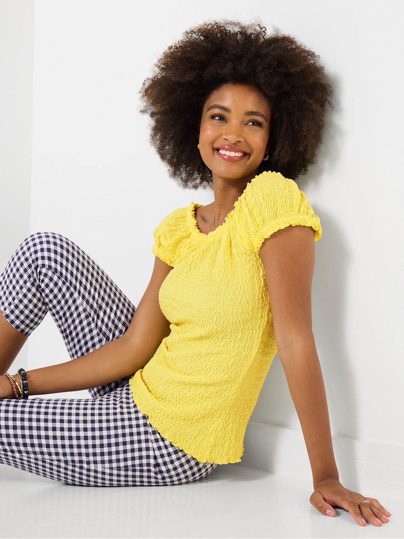 Joe Browns Beautifully Boho Textured Jersey Top - Yellow