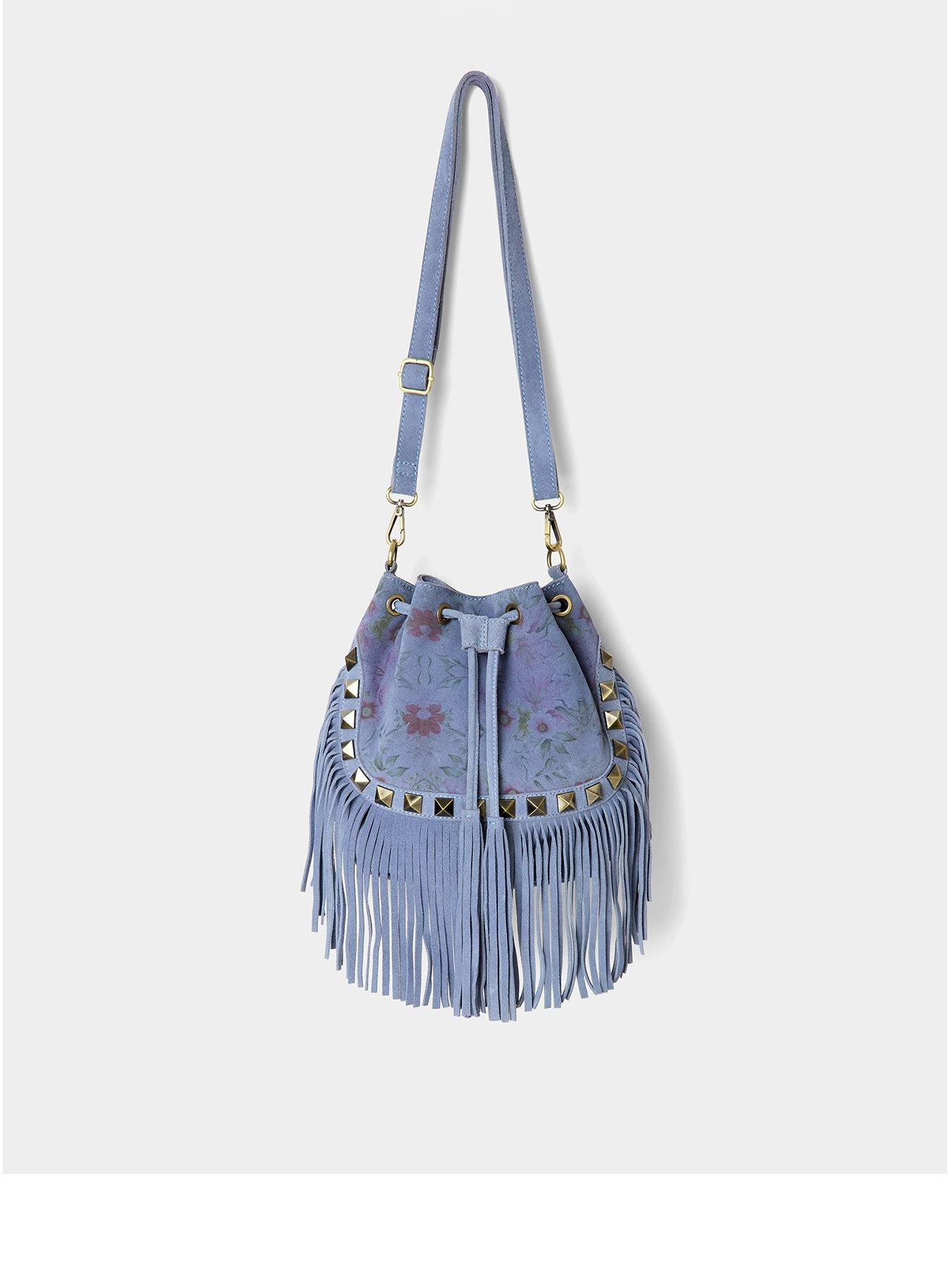 Joe Browns Boho Blooms Suede Tassel Bag - Blue