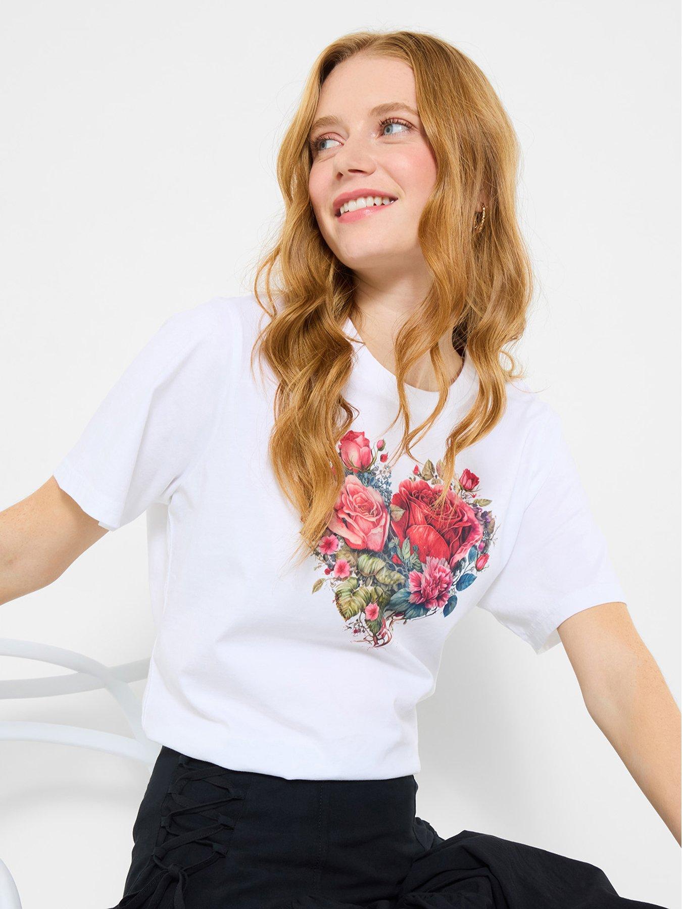 Image 1 of 5 of Joe Browns Heart Of Roses Graphic T-Shirt - White