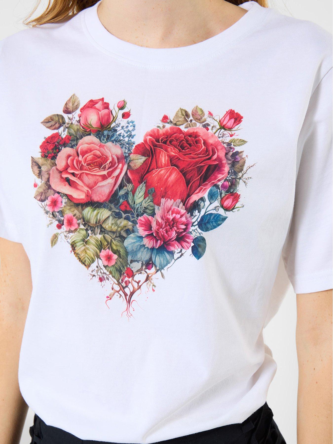Image 4 of 5 of Joe Browns Heart Of Roses Graphic T-Shirt - White