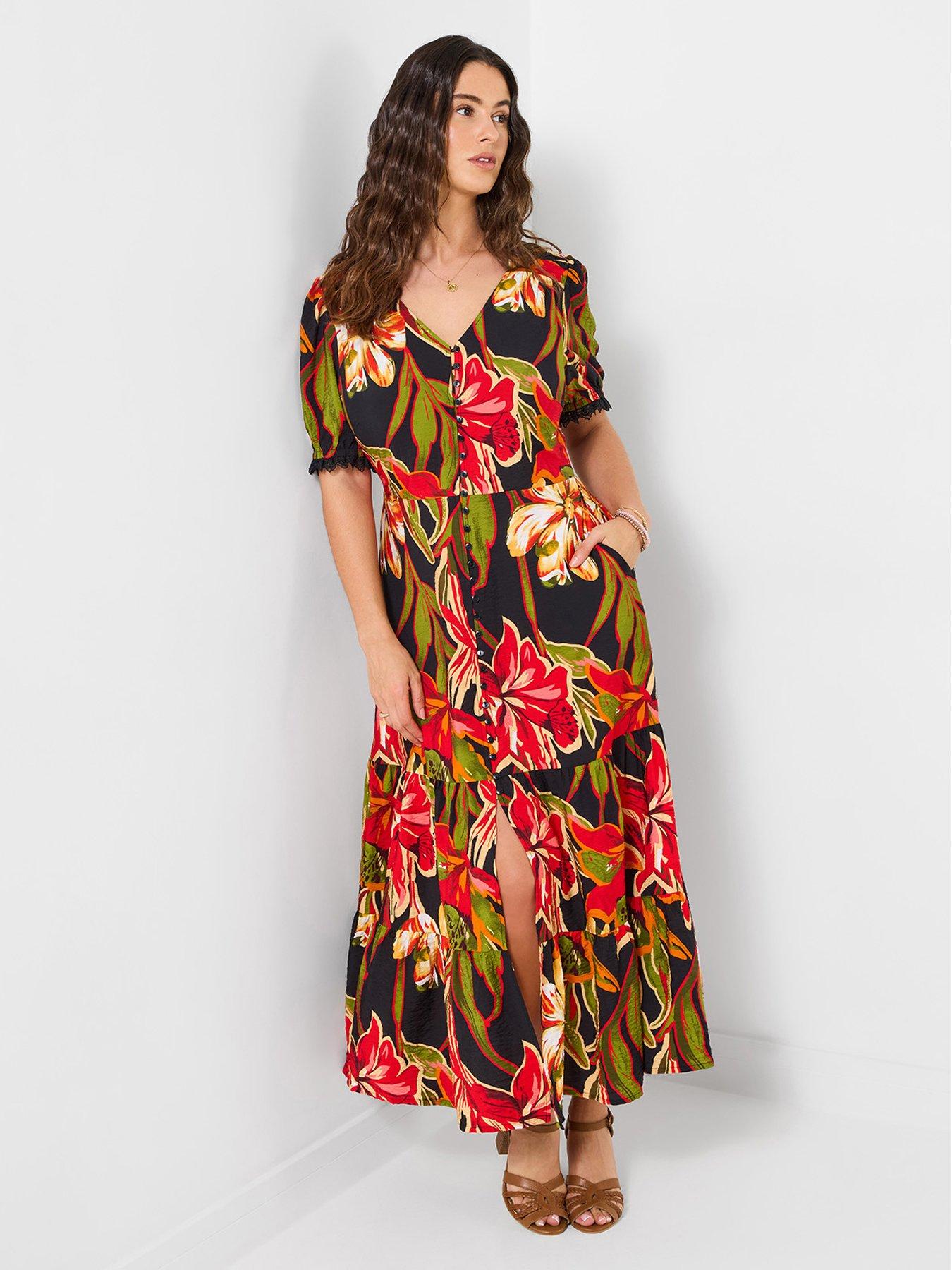 Joe Browns Brightest Flowers Maxi Dress, Black, Size 22, Women