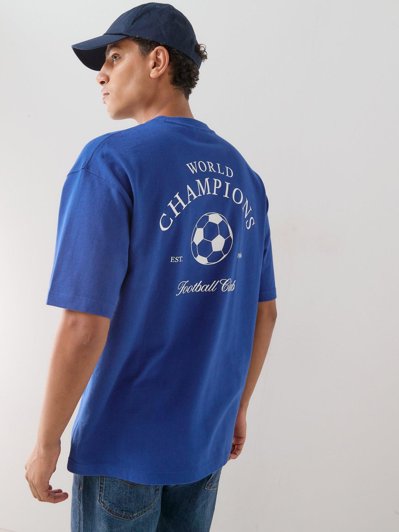 The Very Collection Pure Cotton Football Graphic T-Shirt  - Blue