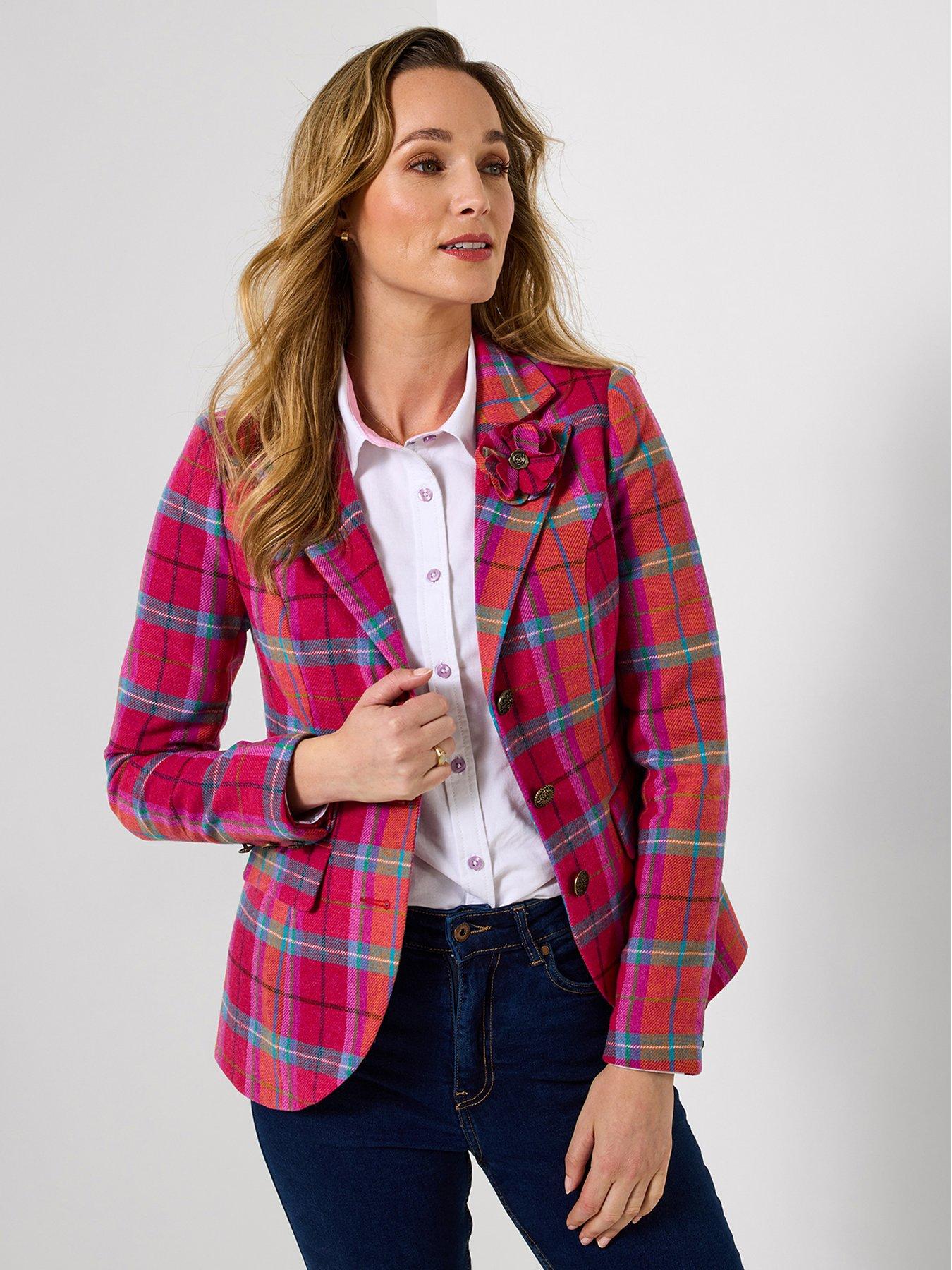 Joe Browns Charming Check Jacket with Detachable Corsage - Pink